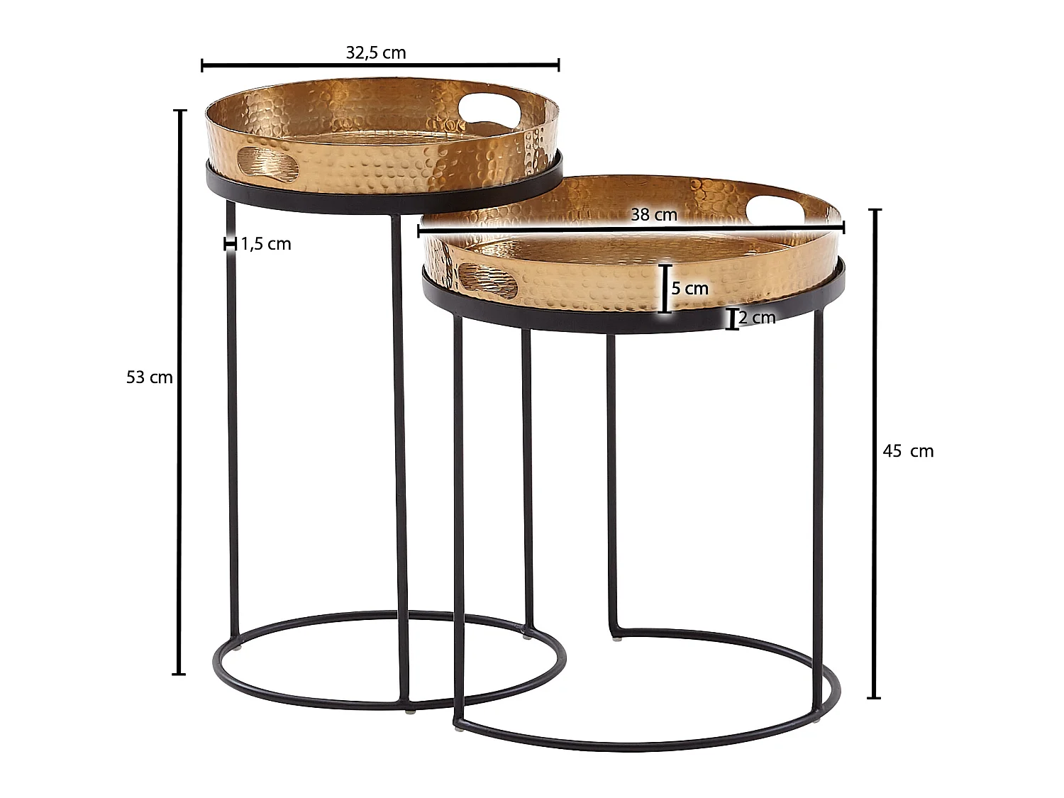 Beistelltisch  Sofatisch Set Metall Tabletttisch Couchtisch Tisch Rund
