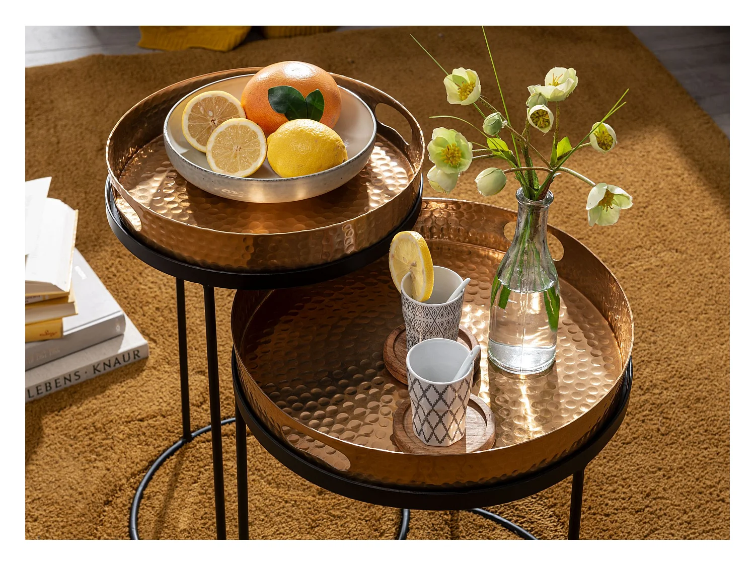 Beistelltisch  Sofatisch Set Metall Tabletttisch Couchtisch Tisch Rund