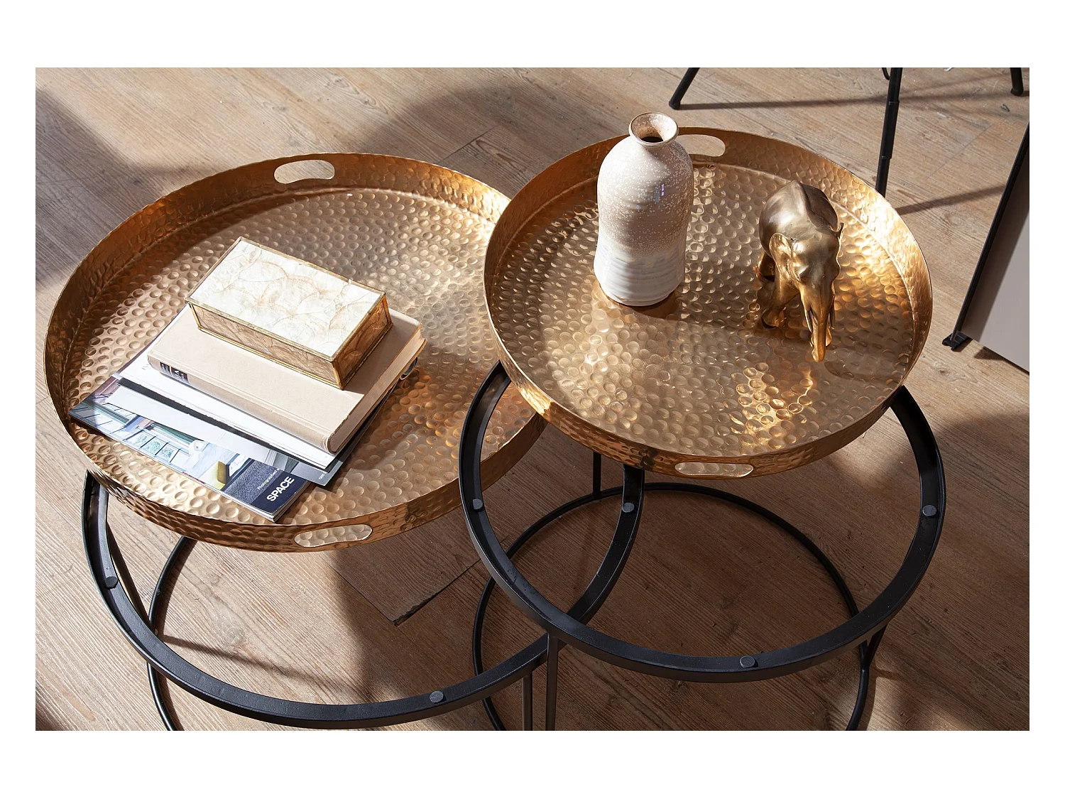 Beistelltisch  Sofatisch Set Metall Tabletttisch Couchtisch Tisch Rund