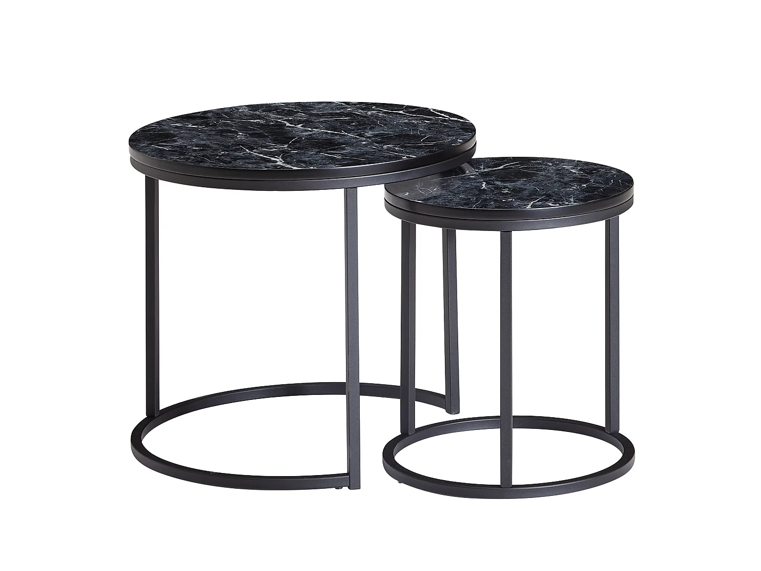 Beistelltisch 2er Set Couchtisch Marmor Optik Wohnzimmertisch Rund Tisch