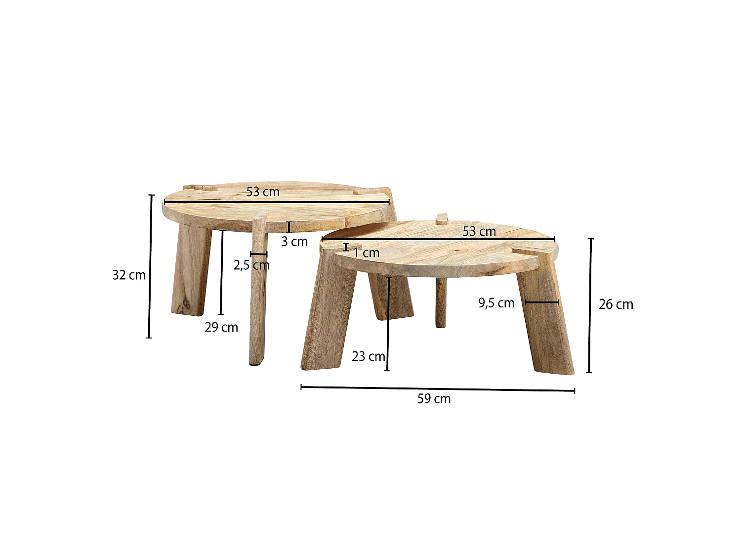 Tavolini Salotto Moderni Tavoli Soggiorno Legno Massello Set di Tavolino