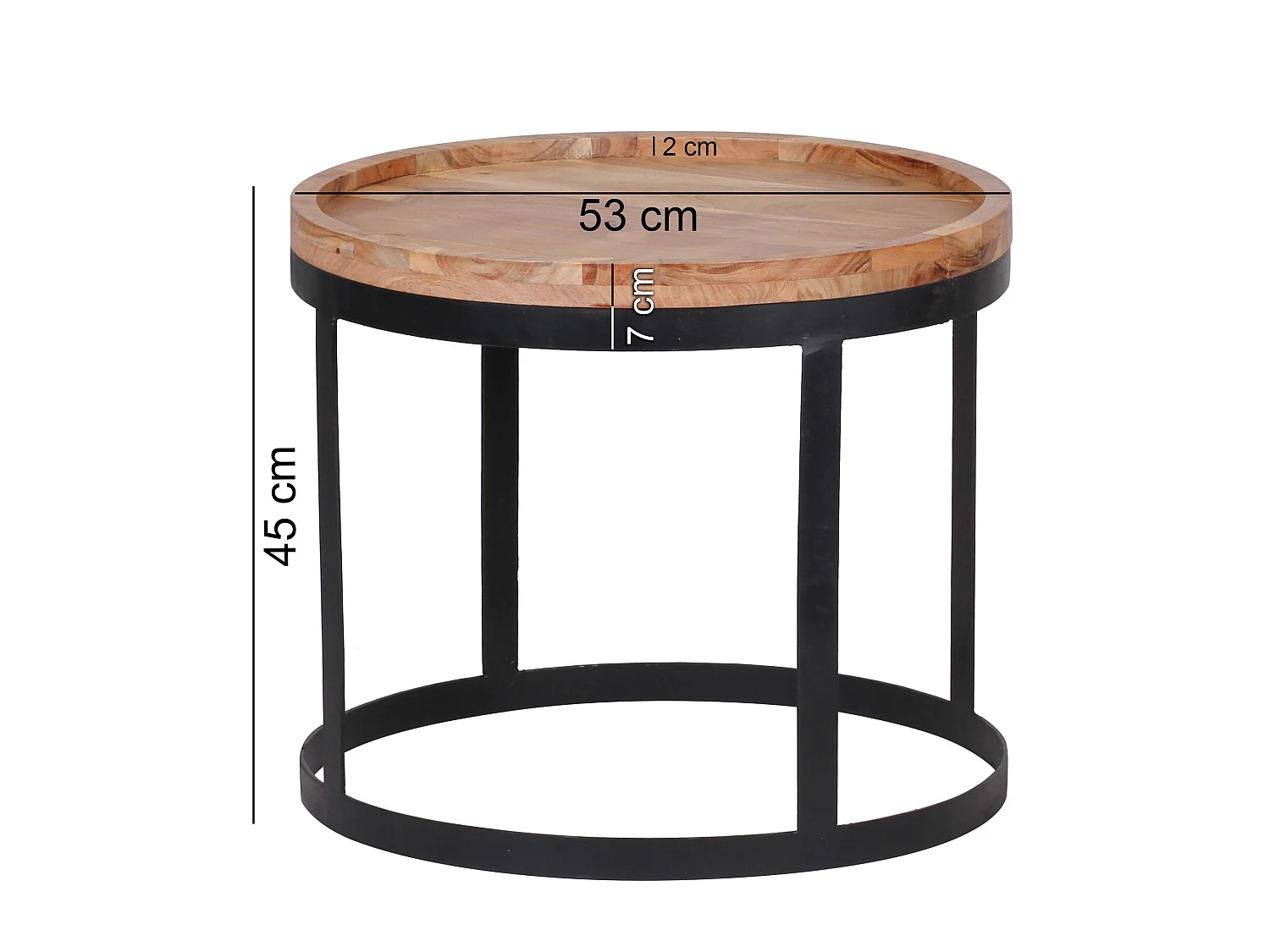 2er Set Beistelltische Massivholz Wohnzimmertisch Landhaus Metallgestell