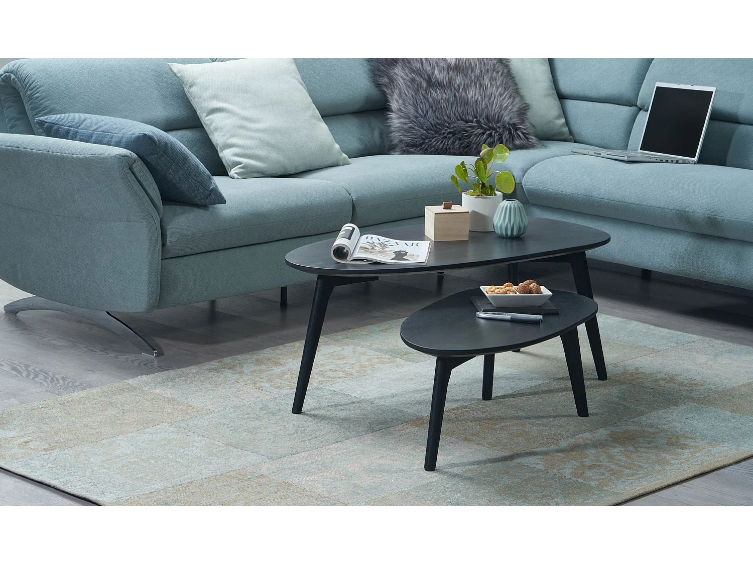 Tables Gigognes Bois Massif Table d'appoint Basse Moderne Lot de 2