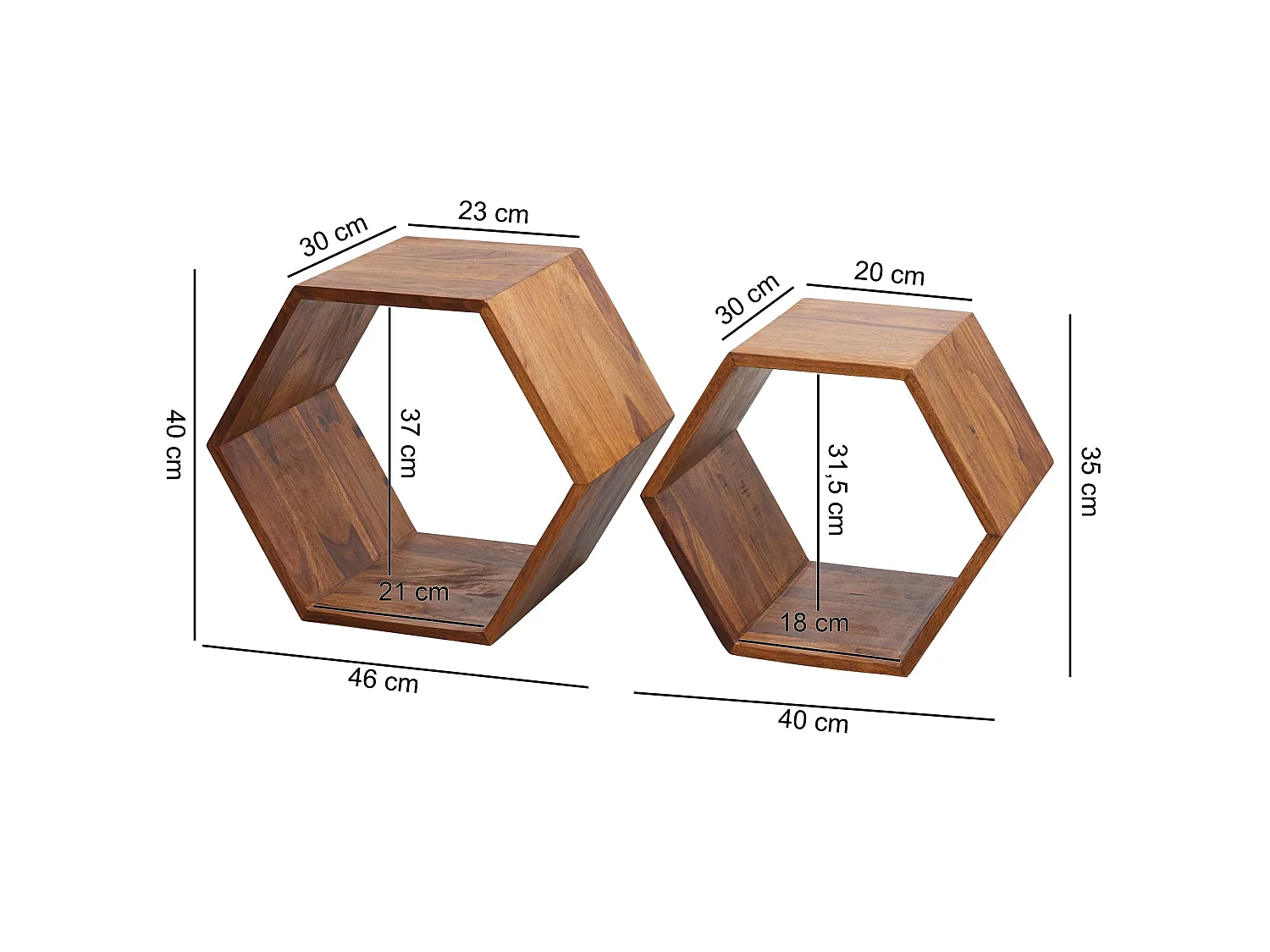 Beistelltisch 2er Set  Satztisch Wohnzimmertisch Holz Massiv Tisch Klein