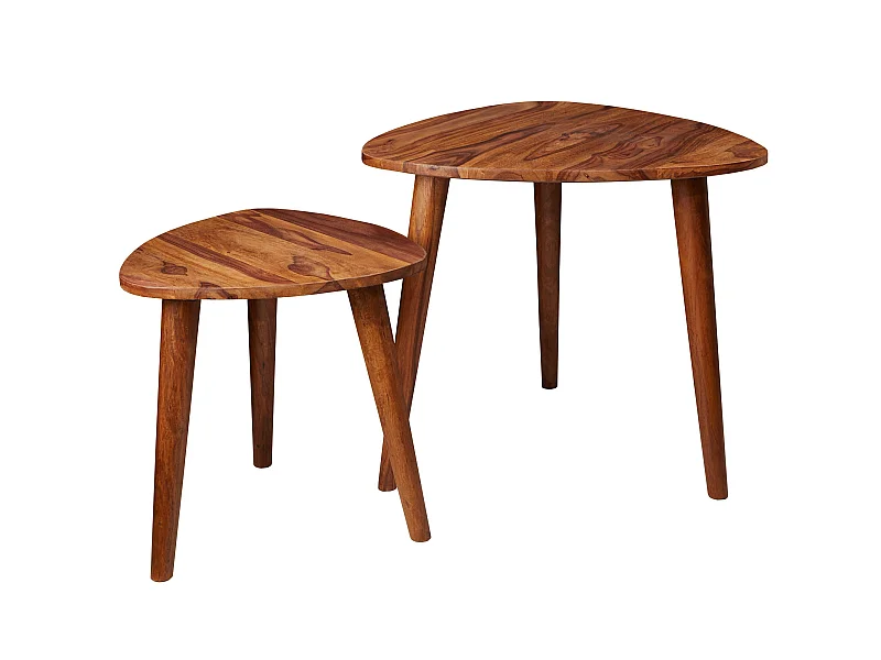 2er Set Beistelltisch Sheesham Holz Massiv Wohnzimmer Tisch Couchtisch