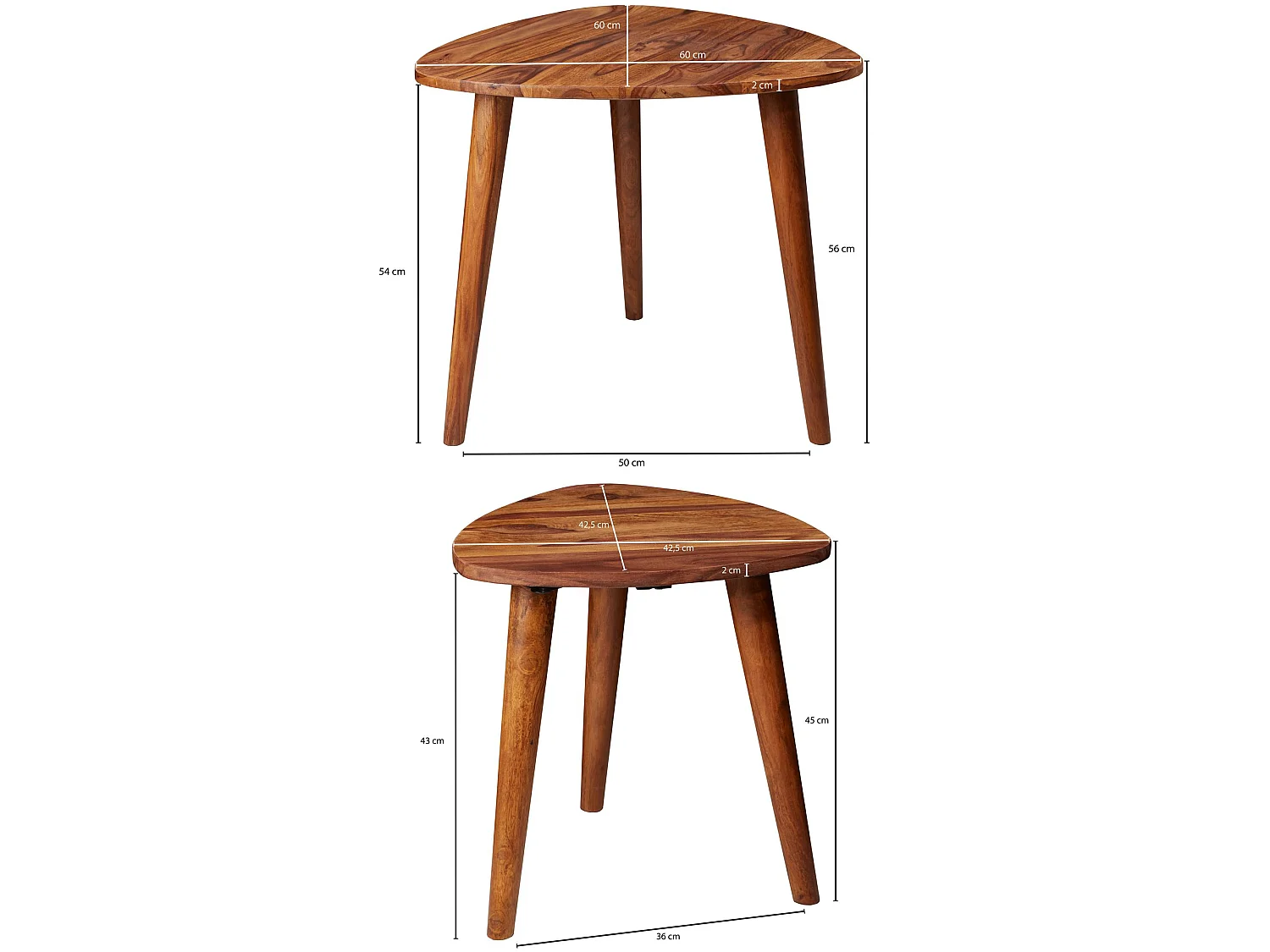 2er Set Beistelltisch Sheesham Holz Massiv Wohnzimmer Tisch Couchtisch