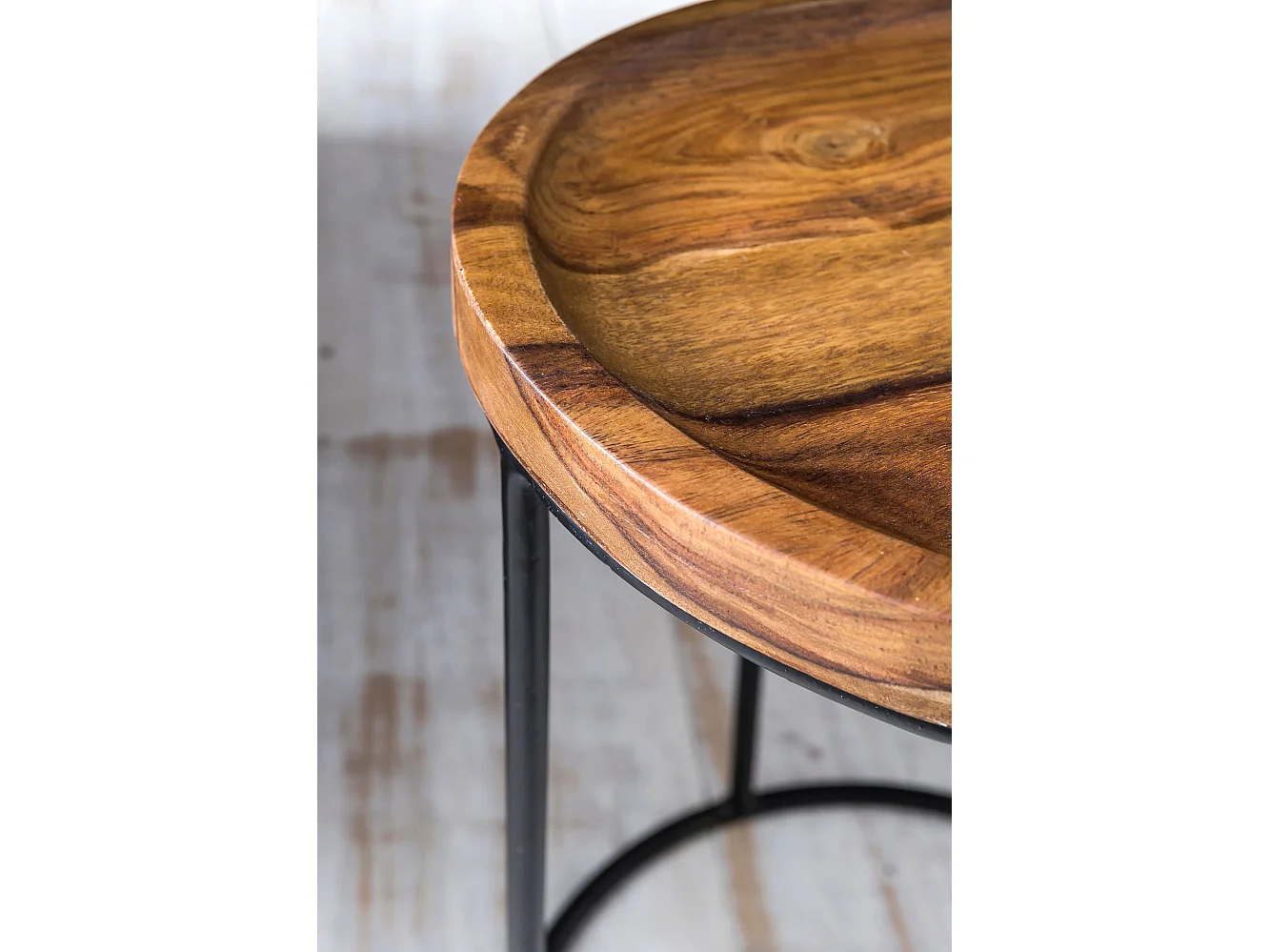 Set di 2 Tavolini Divano Tavolo Due Parti Legno Massello Piccolo