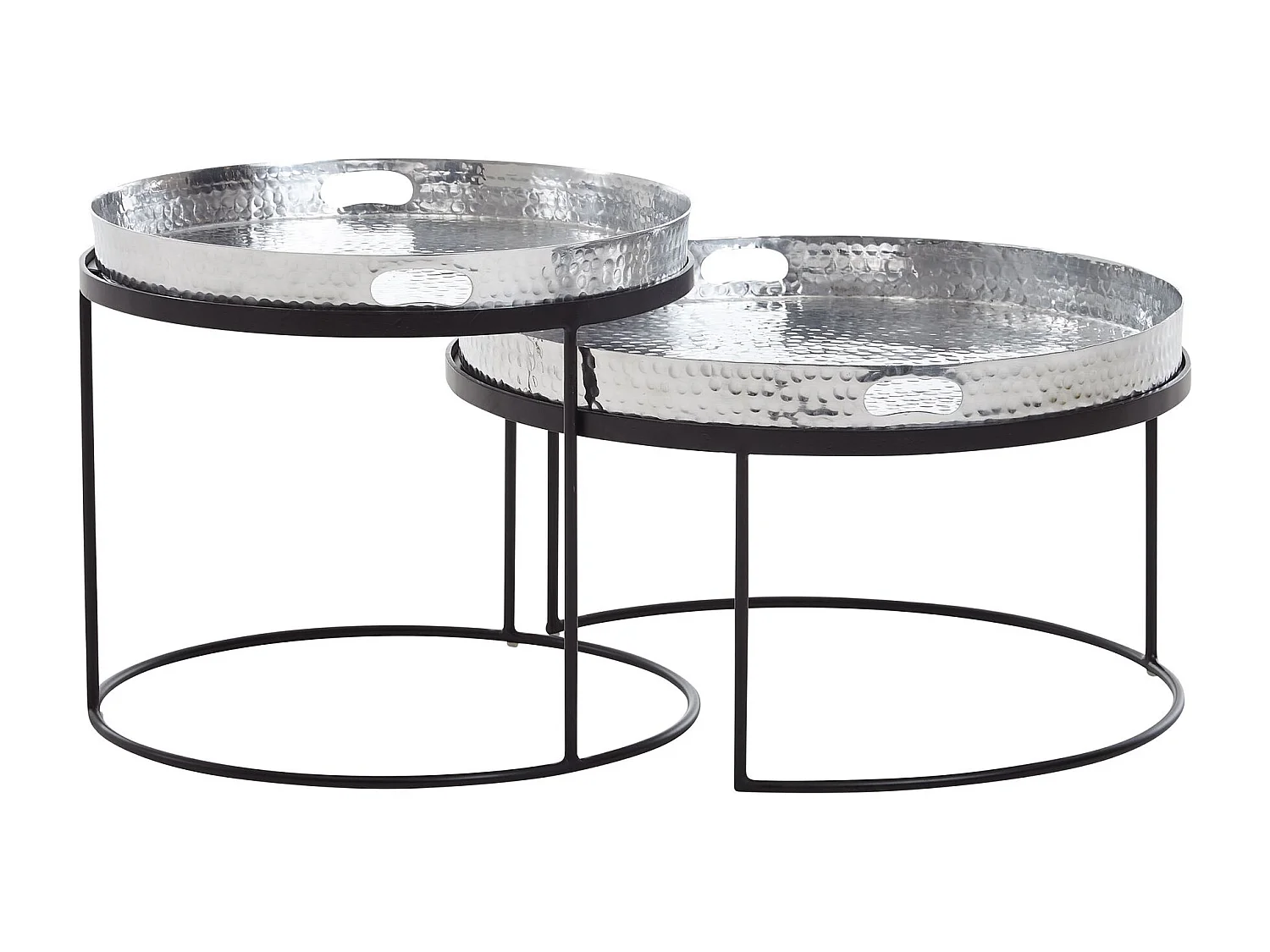 Table d'appoint Lot de 2 Table Basse de Salon Metal Orientale Aluminium