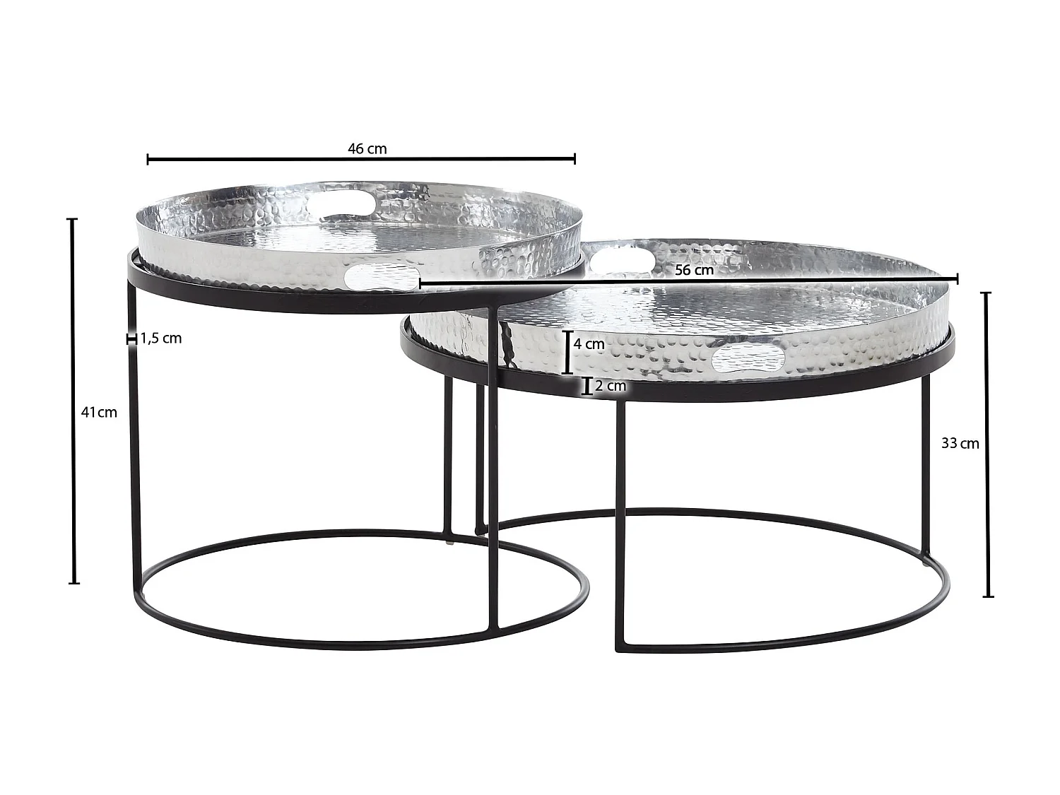 Table d'appoint Lot de 2 Table Basse de Salon Metal Orientale Aluminium