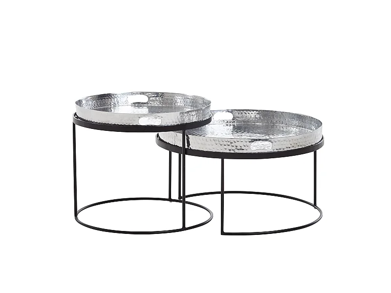 Table d'appoint Lot de 2 Table Basse de Salon Metal Orientale Aluminium