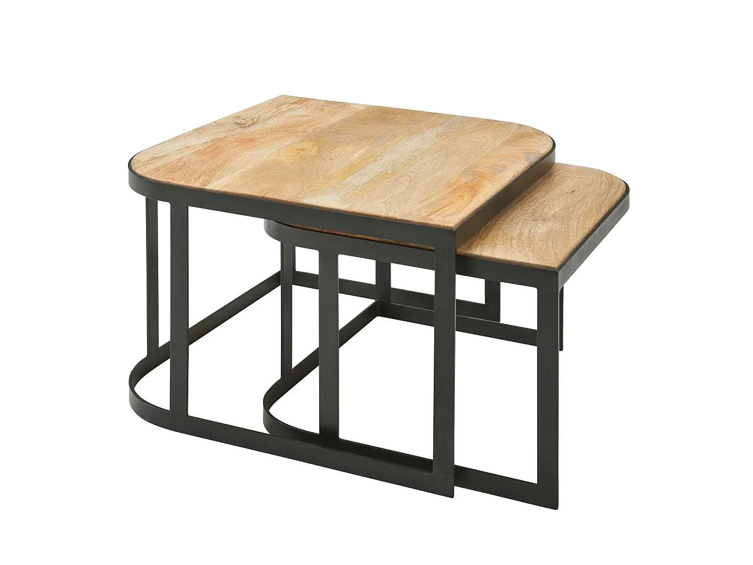 Couchtisch Massivholz Wohnzimmertisch 2er Set Beistelltisch Satztisch