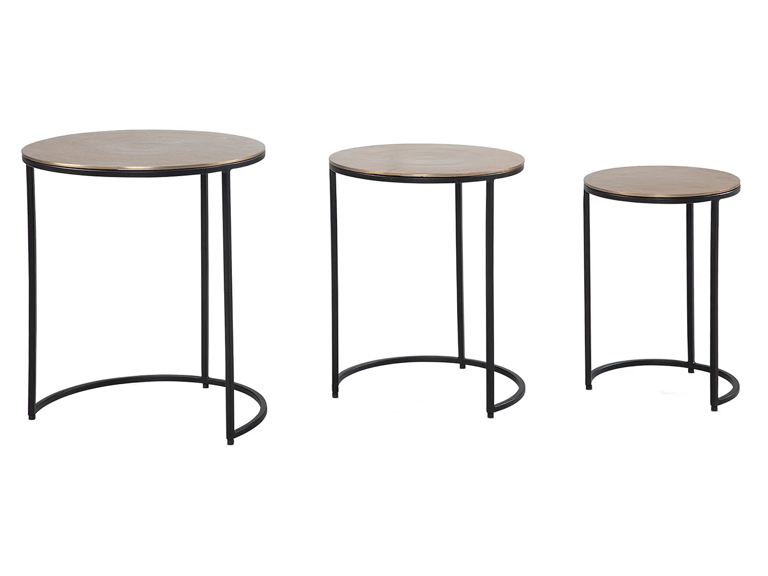 Beistelltisch Wohnzimmertisch 3er Set Metall Satztisch Tisch Rund Gold