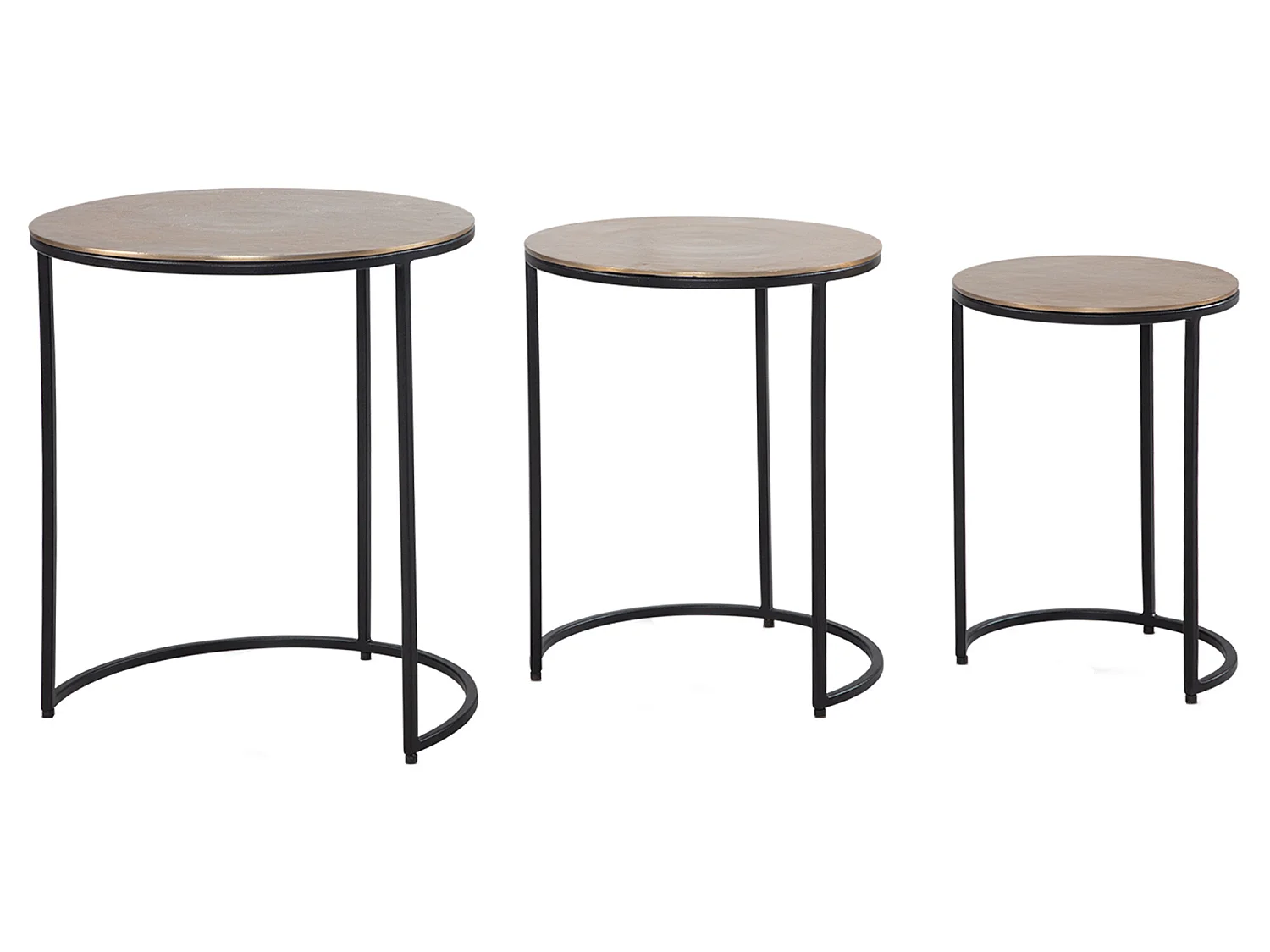 Table d'appoint Lot de 3 Petite Table Basse de Salon Métal Moderne Or