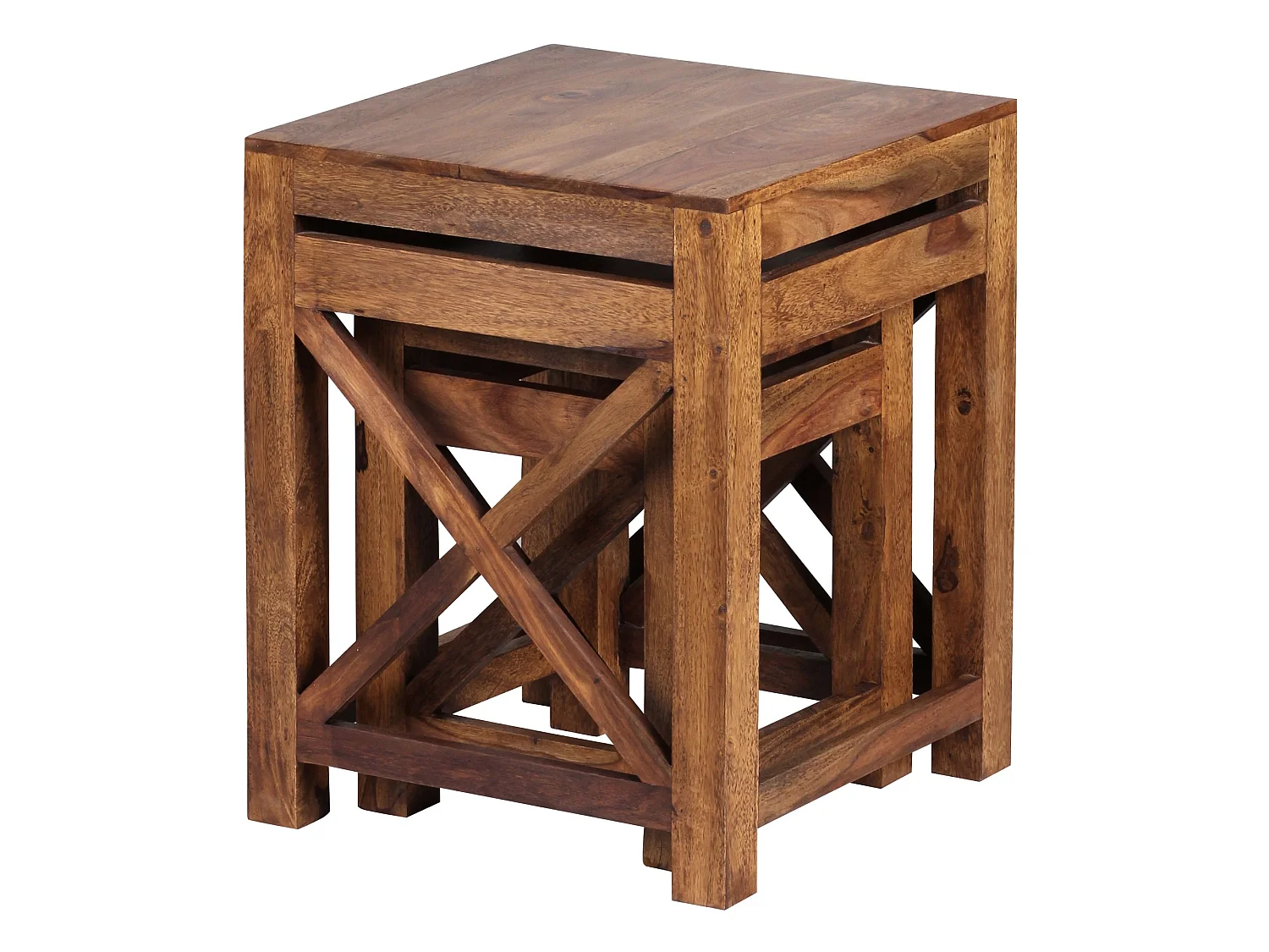 set di 2 tavolini da salotto in legno massello tavolino