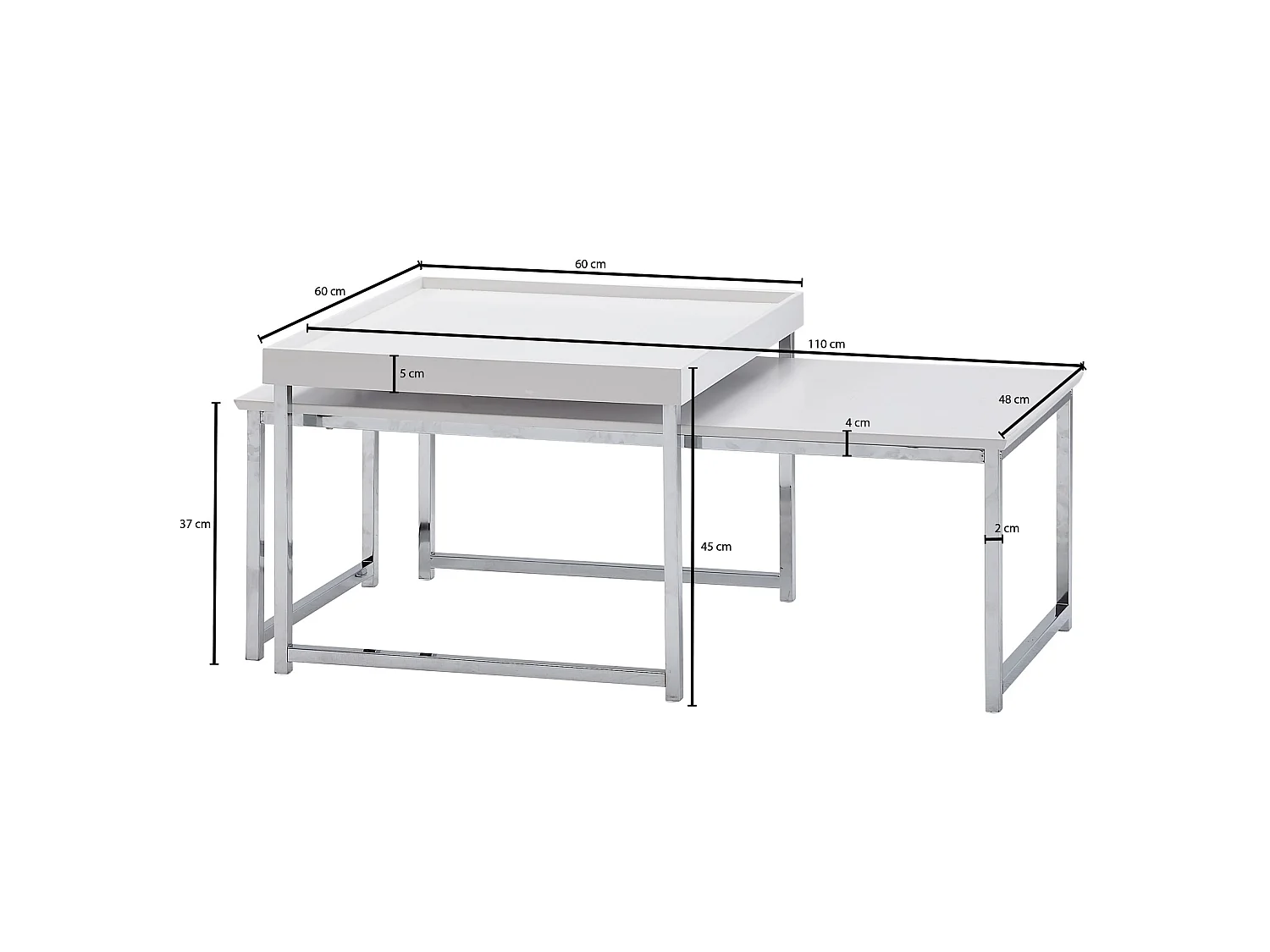 Set de 2 table gigogne bois métal table design moderne