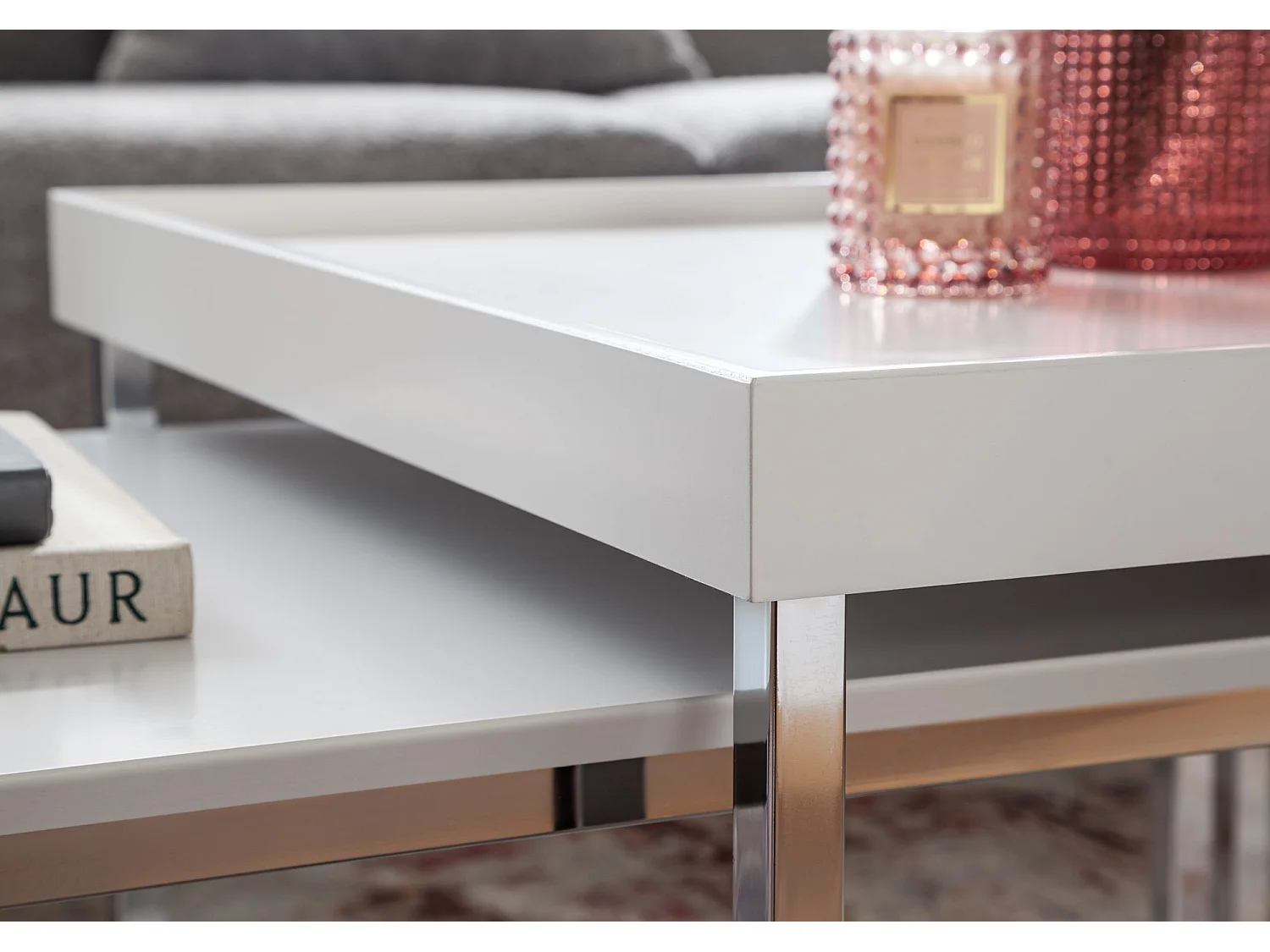 Set de 2 table gigogne bois métal table design moderne