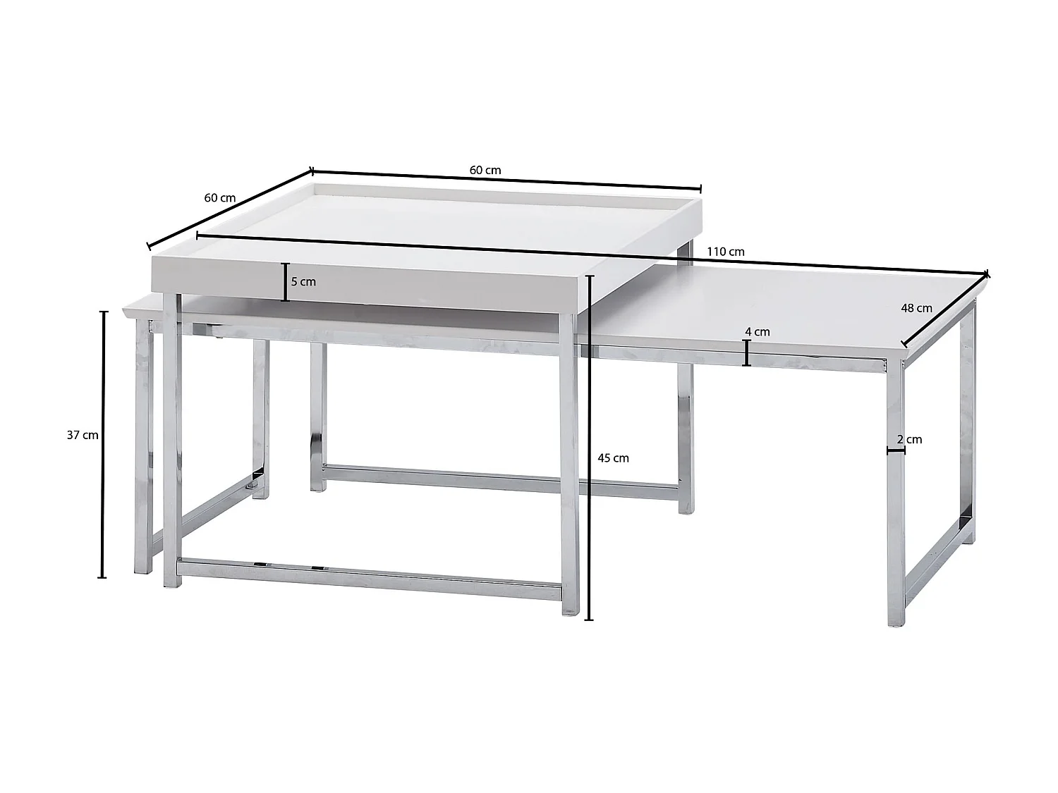 Set de 2 table gigogne bois métal table design moderne