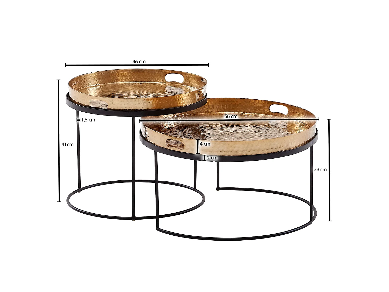 Table d'appoint Lot de 2 Table Basse de Salon Metal Orientale Aluminium