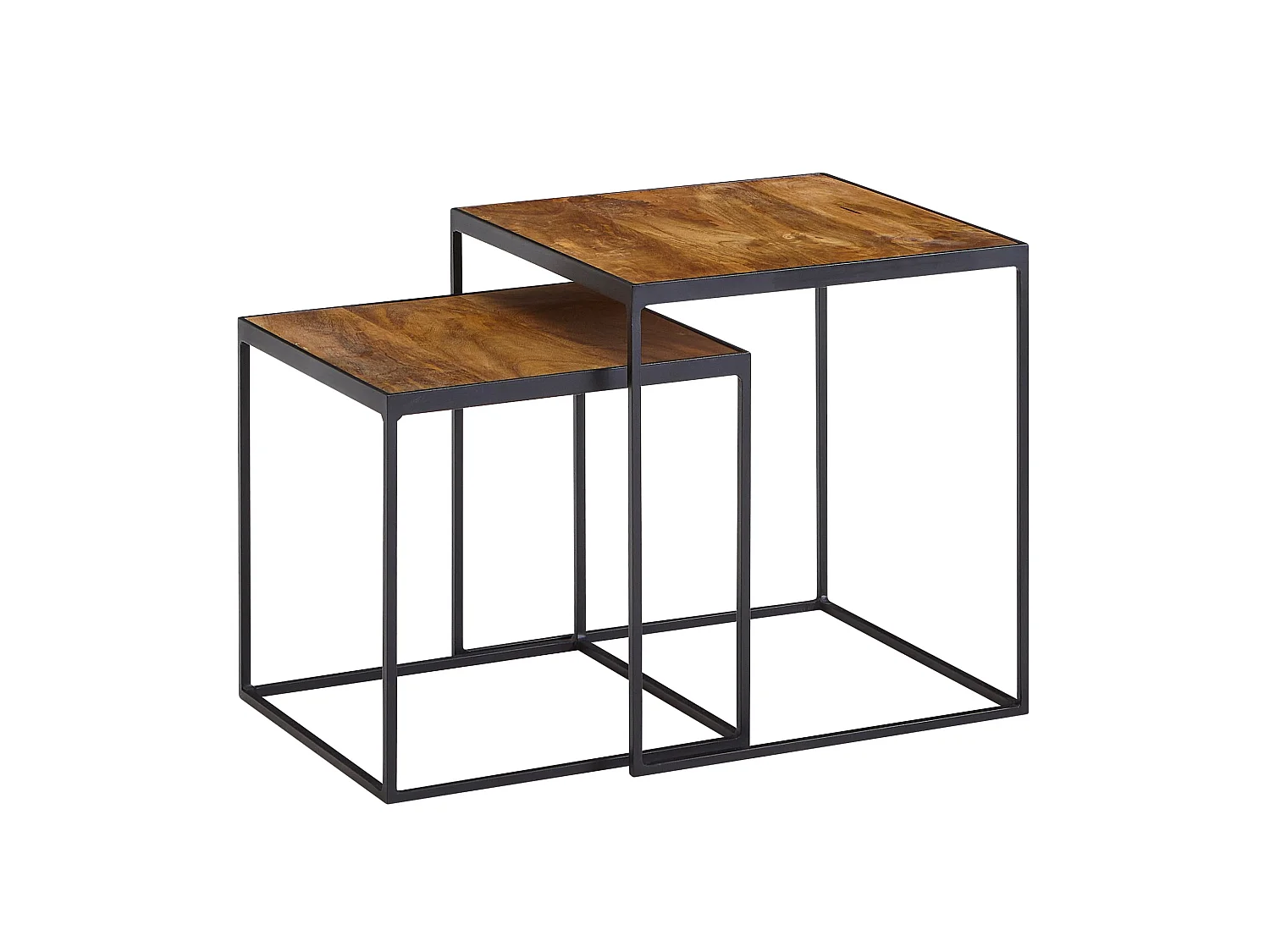 Tables Gigognes Bois Massif Carré Table d'appoint Basse Moderne Lot de 2