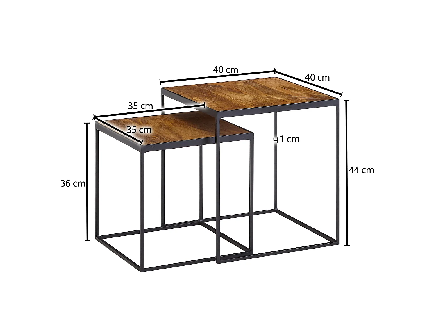Tables Gigognes Bois Massif Carré Table d'appoint Basse Moderne Lot de 2