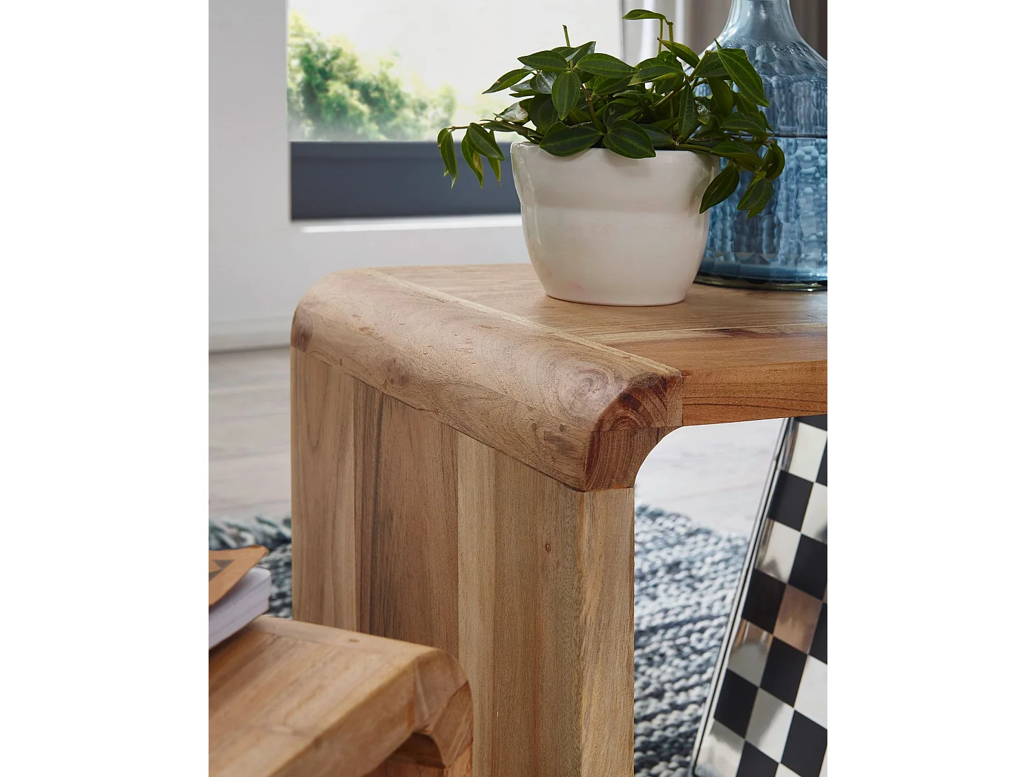 2er Set Satztisch Massivholz Wohnzimmertisch Landhaus Cube Beistelltisch