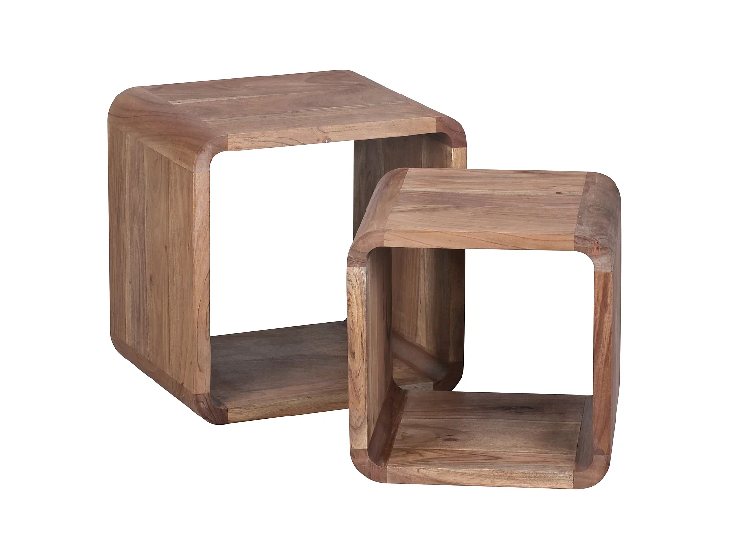 2er Set Satztisch Massivholz Wohnzimmertisch Landhaus Cube Beistelltisch