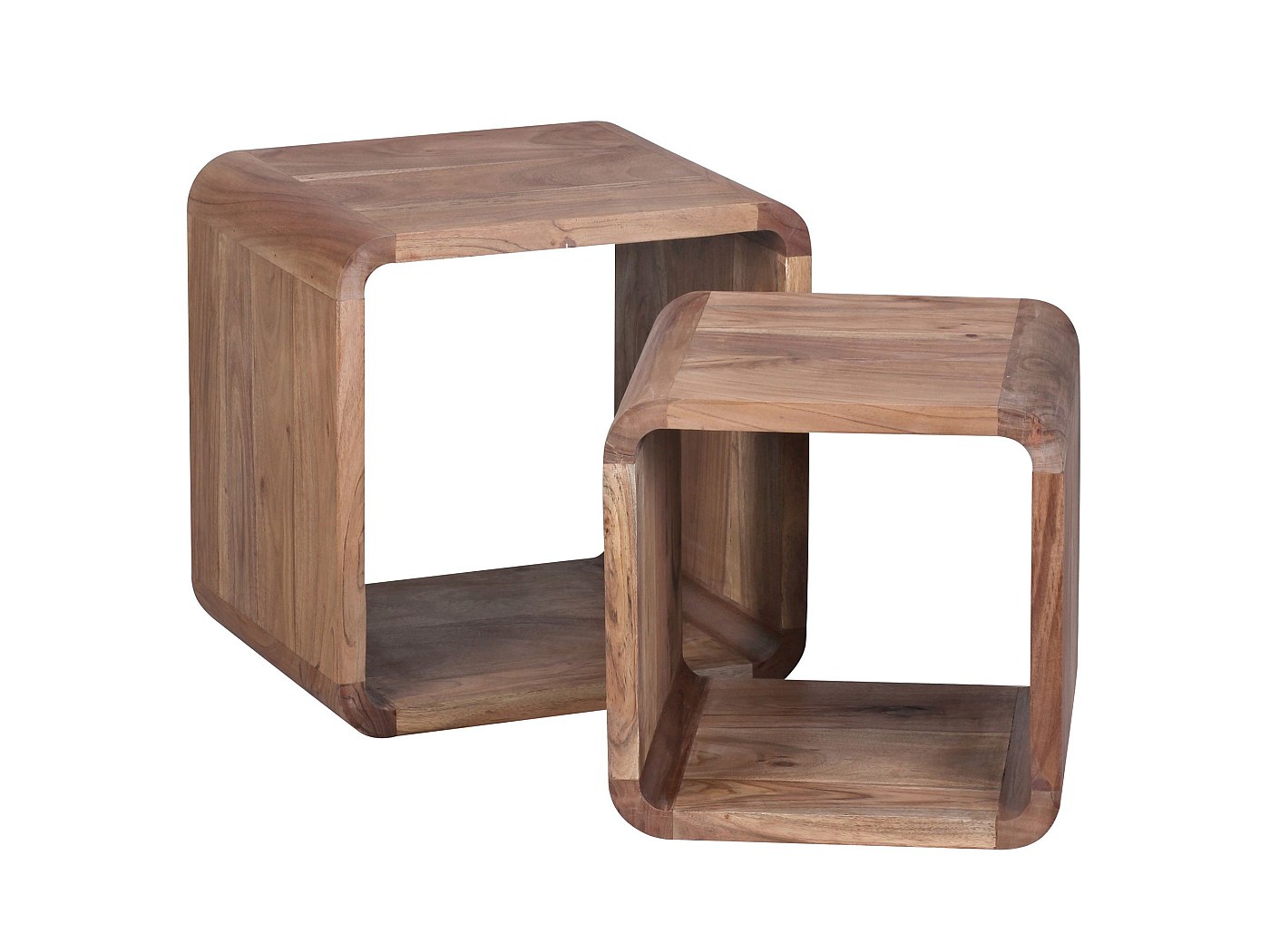 Set 2 Tavolini Da Soggiorno In Legno Con Struttura Nera - Misure 37x30x50 Cm E 42x50x50 Cm, Moderno