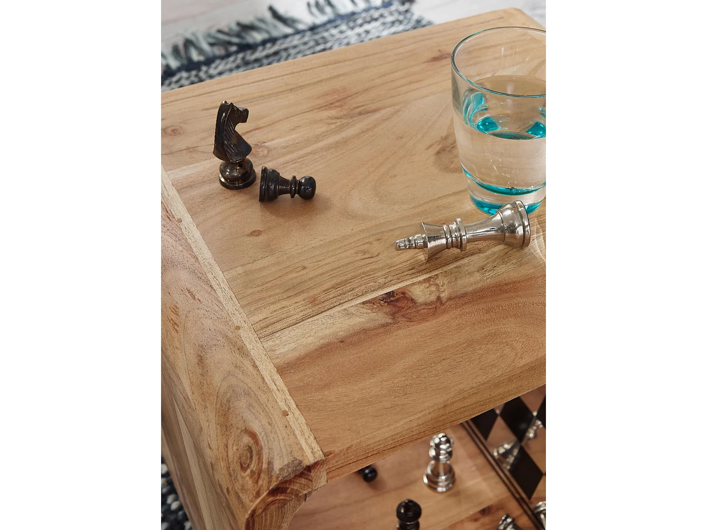 Set di 2 Tavolino Salotto Legno Massello Tavolini da Soggiorno Tavoli