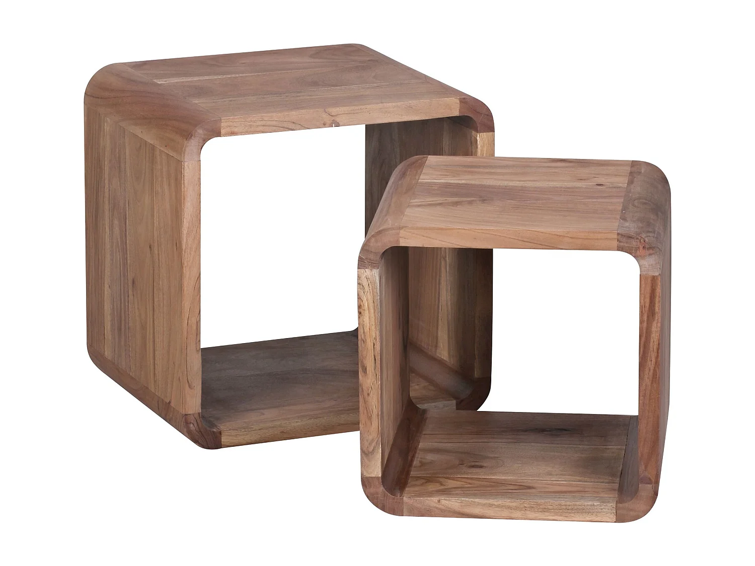 Set di 2 Tavolino Salotto Legno Massello Tavolini da Soggiorno Tavoli