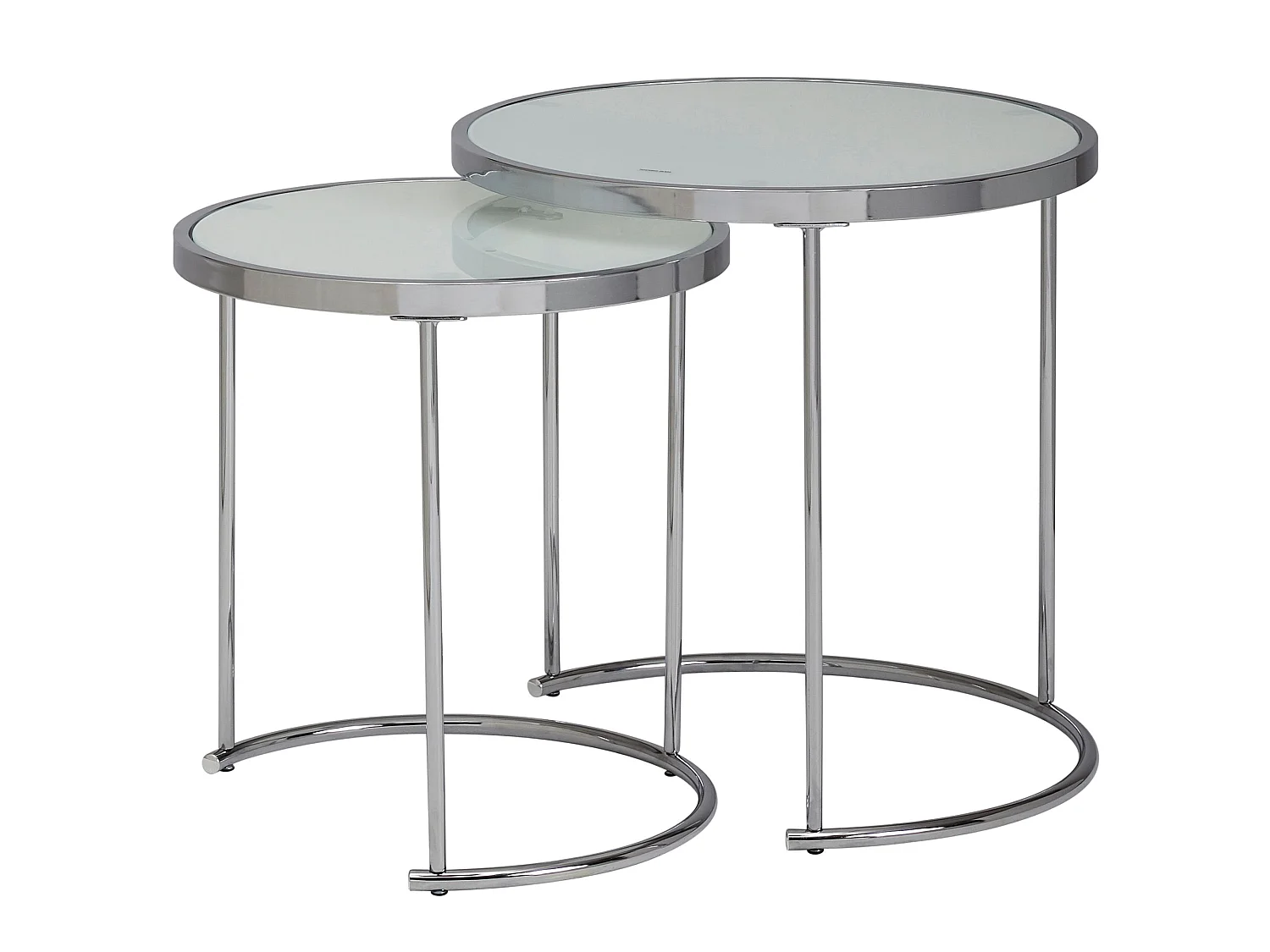 Table d'appoint Table de salon ronde en 2 parties Table basse en verre blanc argenté