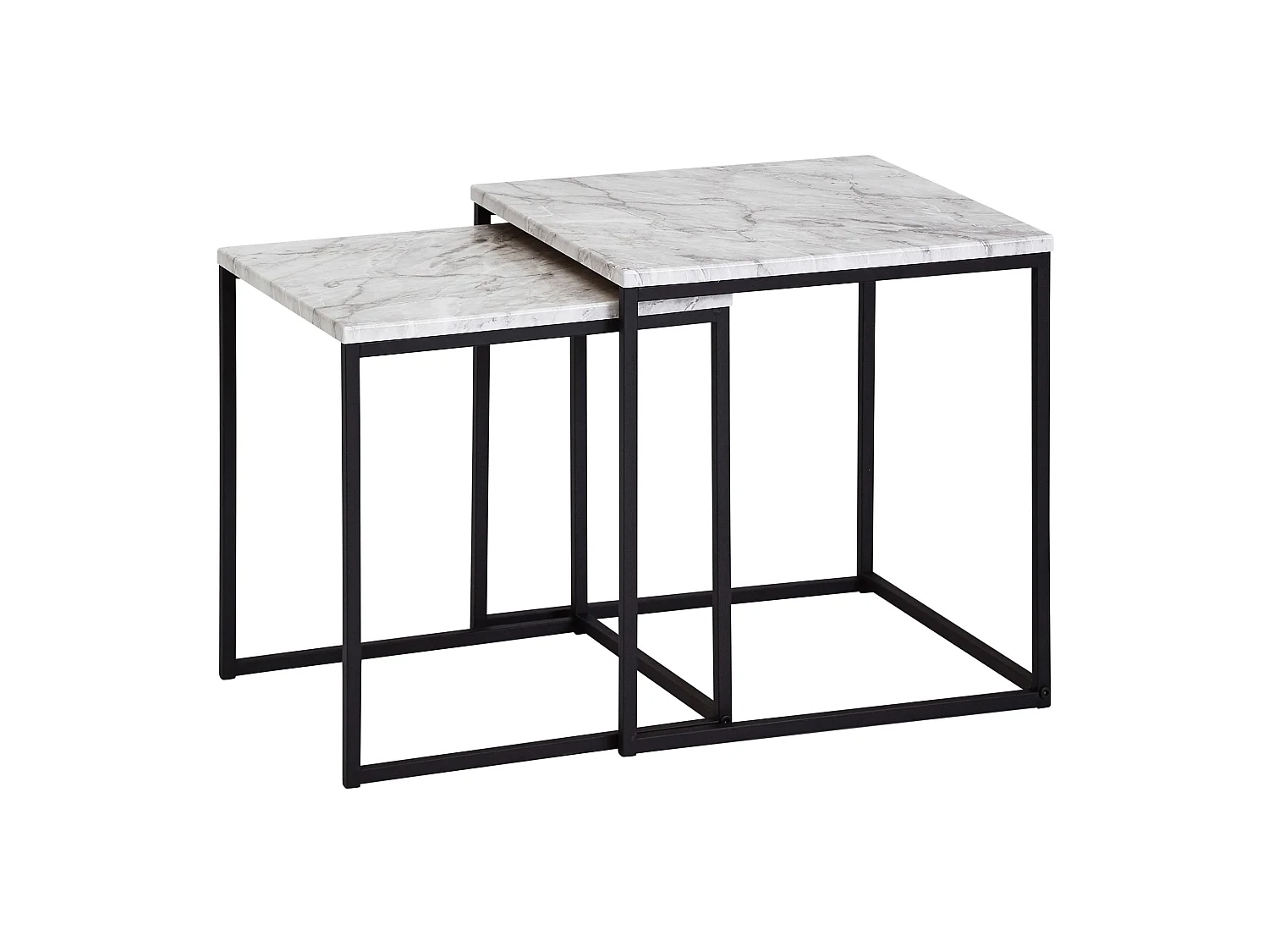 table d'appoint ensemble de table basse 2 places table de salon blanc aspect marbre