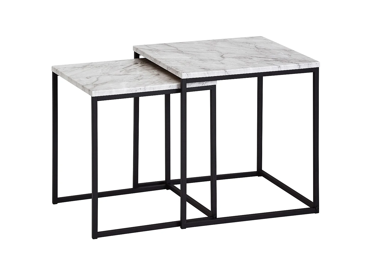 table d'appoint ensemble de table basse 2 places table de salon blanc aspect marbre