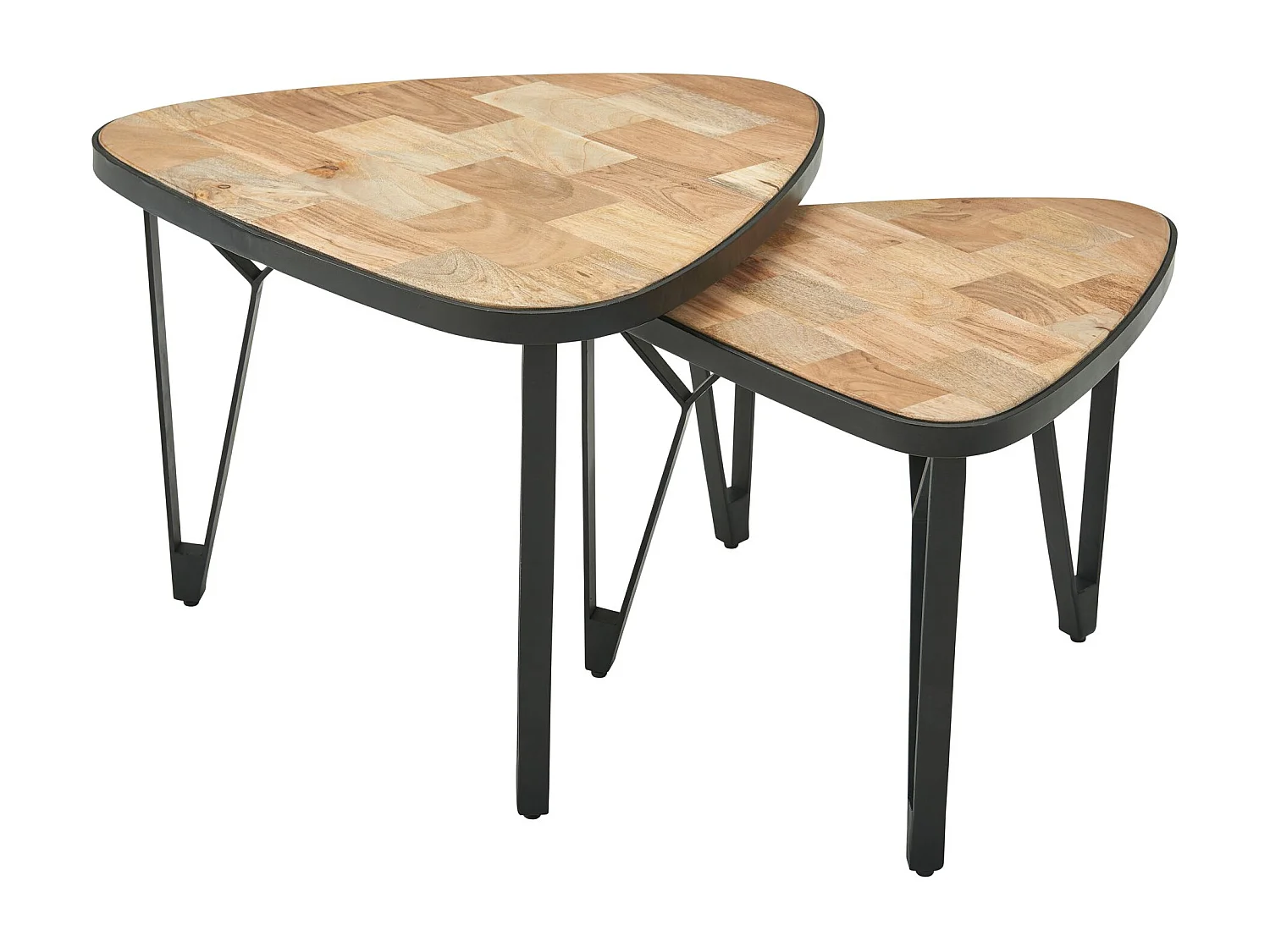 Tavolini Salotto Tavoli Soggiorno Legno Massello Metallo Set di Tavolino