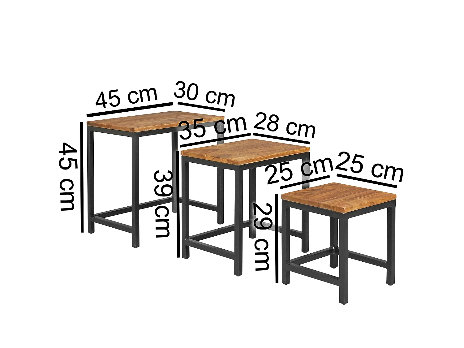 Tables gigogne Bois Massif Table d'appoint Lot de 3 Table Basse Ensemble