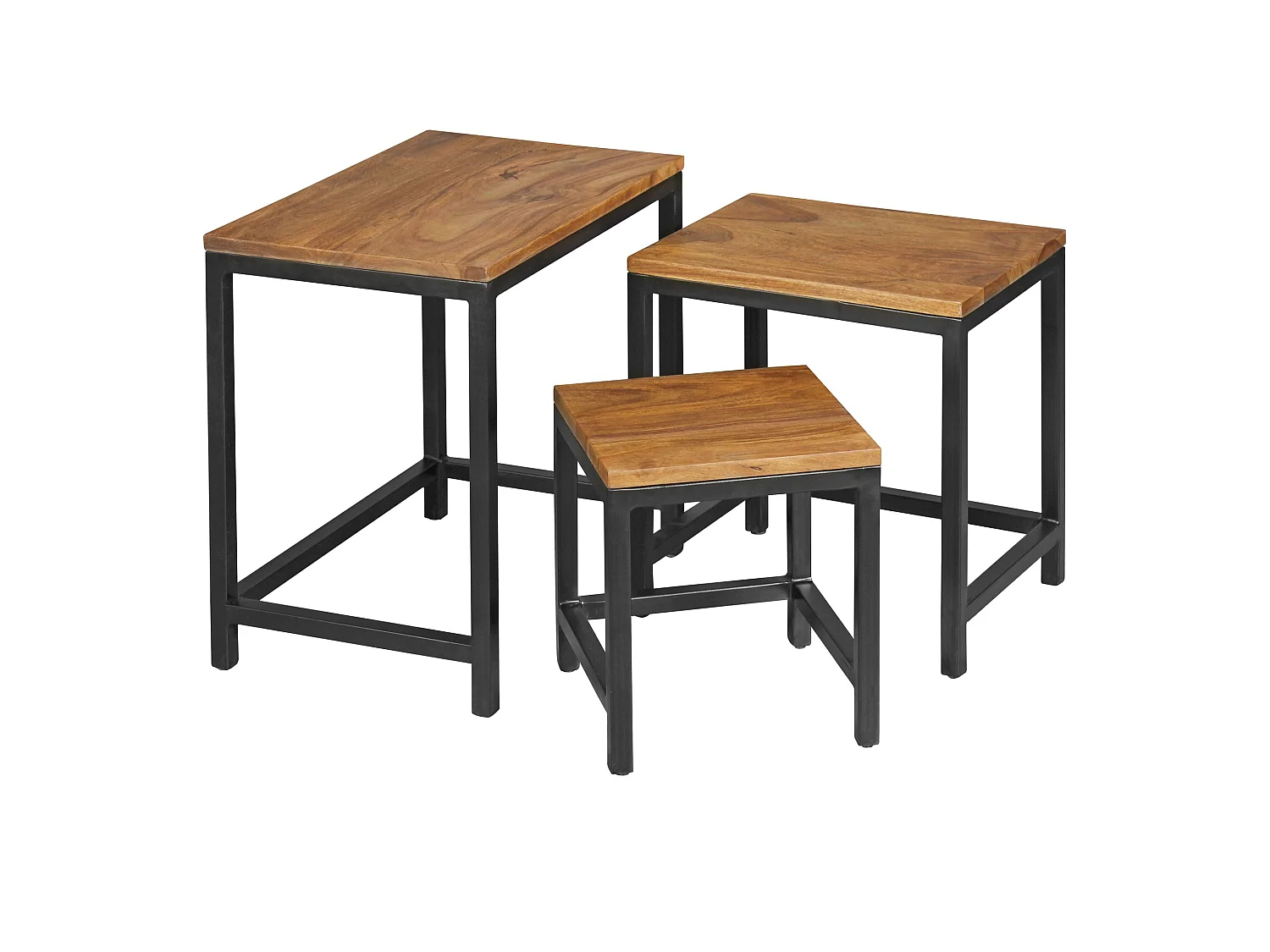 Tables gigogne Bois Massif Table d'appoint Lot de 3 Table Basse Ensemble