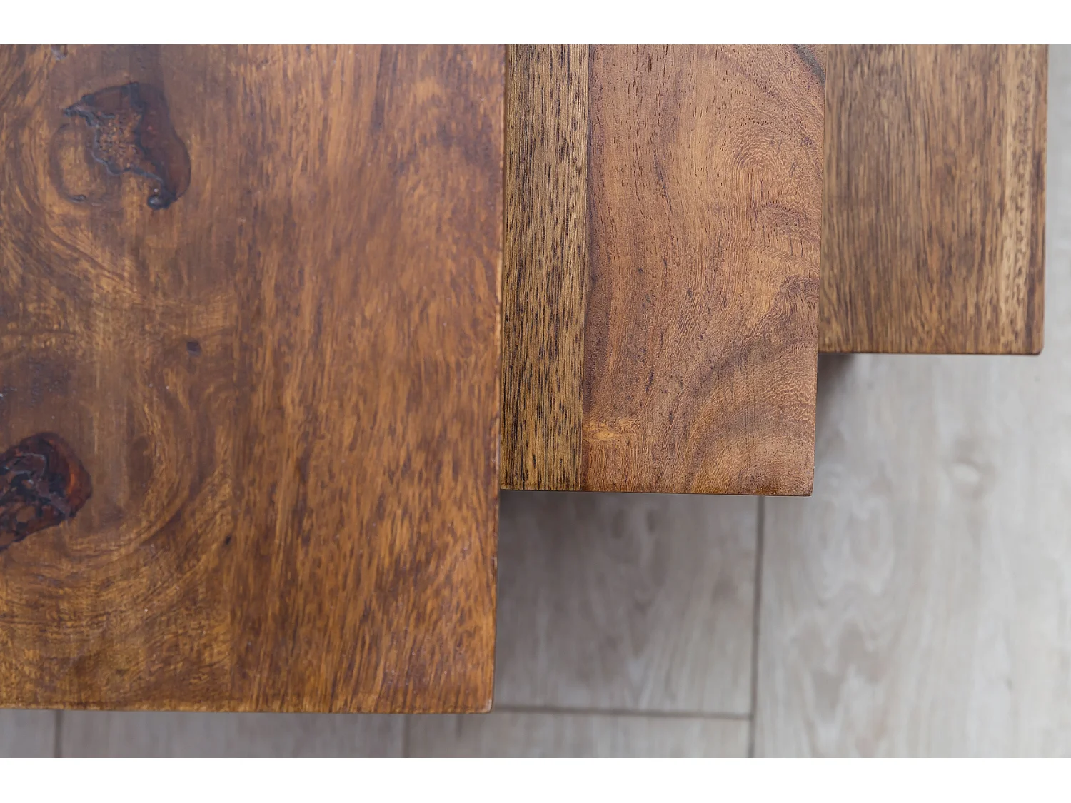 Tables gigogne Bois Massif Table d'appoint Lot de 3 Table Basse Ensemble