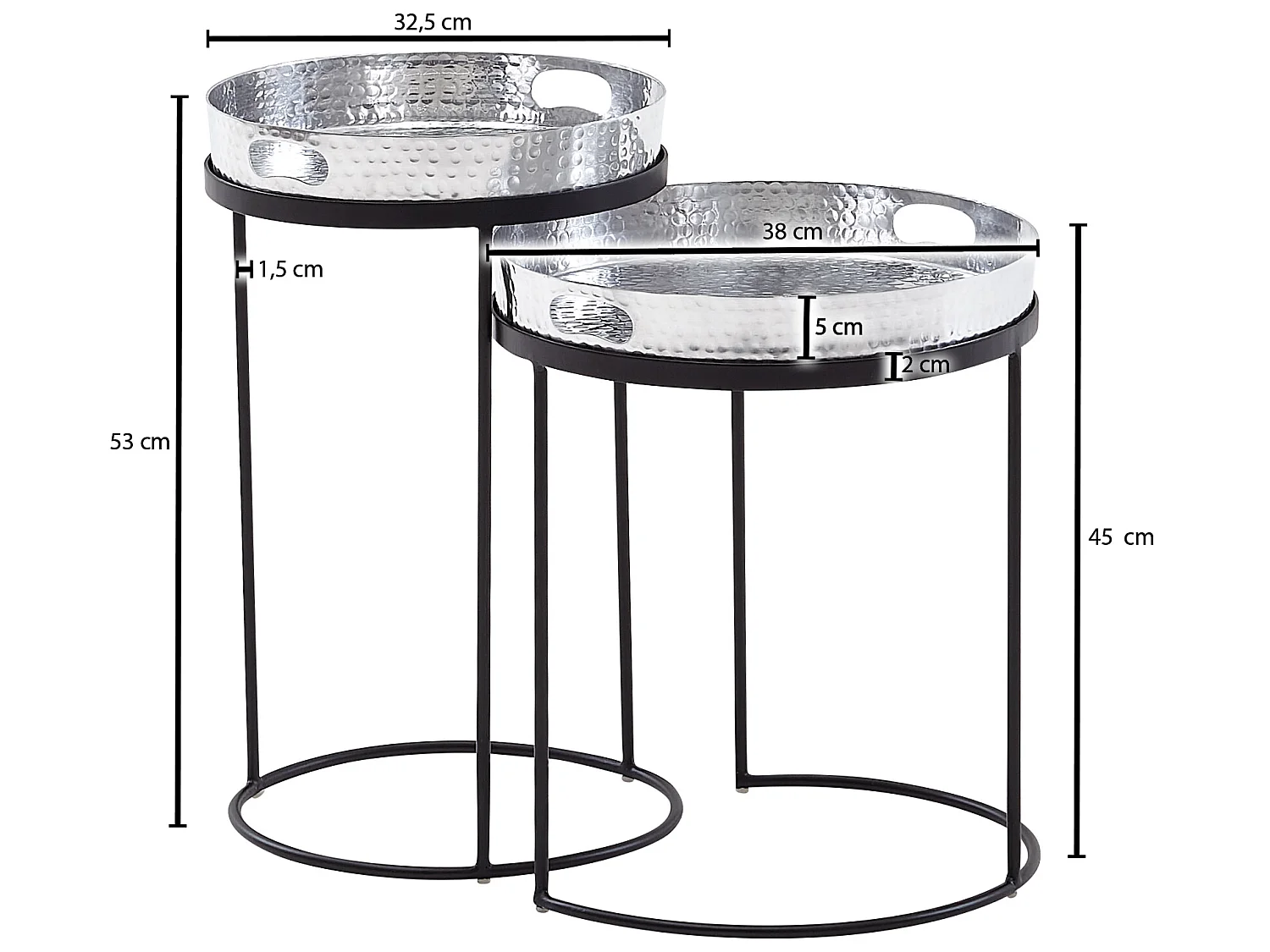 Beistelltisch  Sofatisch Set Metall Tabletttisch Couchtisch Tisch Rund