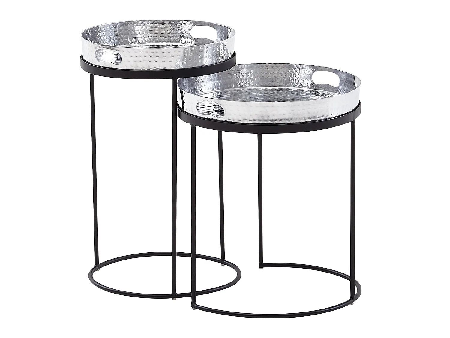 Table d'appoint Lot de 2 Table Basse de Salon Metal Orientale Aluminium
