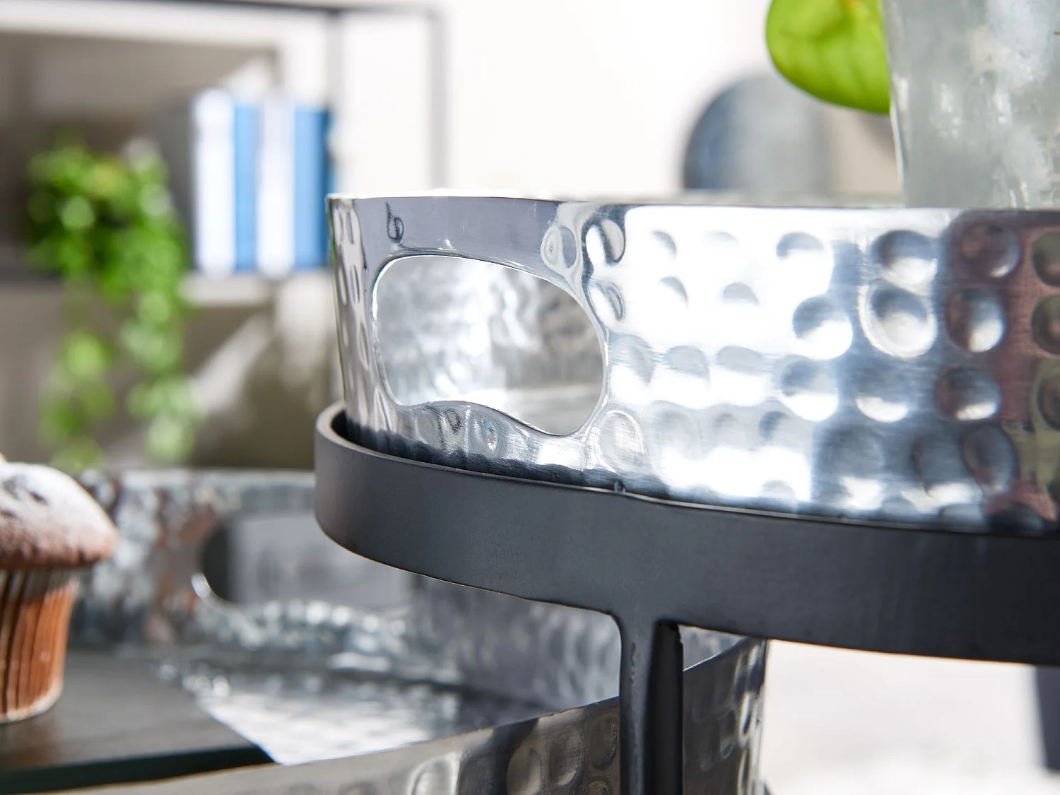 Table d'appoint Lot de 2 Table Basse de Salon Metal Orientale Aluminium