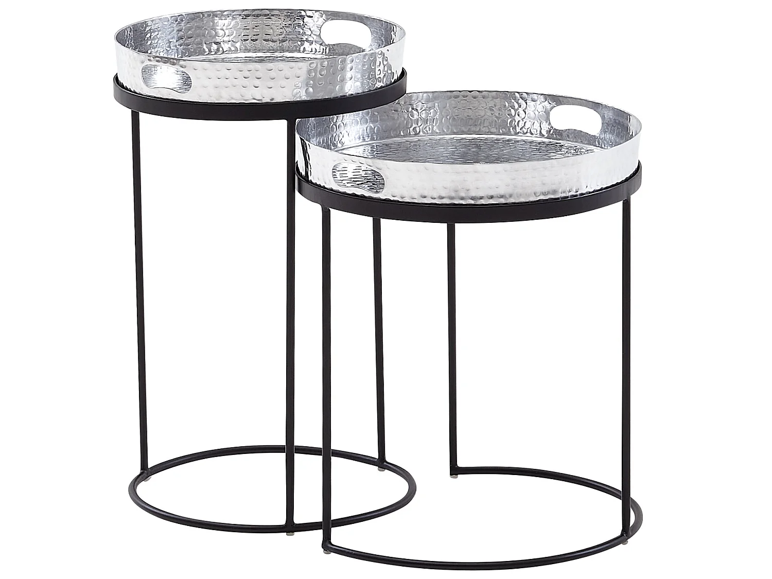 Table d'appoint Lot de 2 Table Basse de Salon Metal Orientale Aluminium