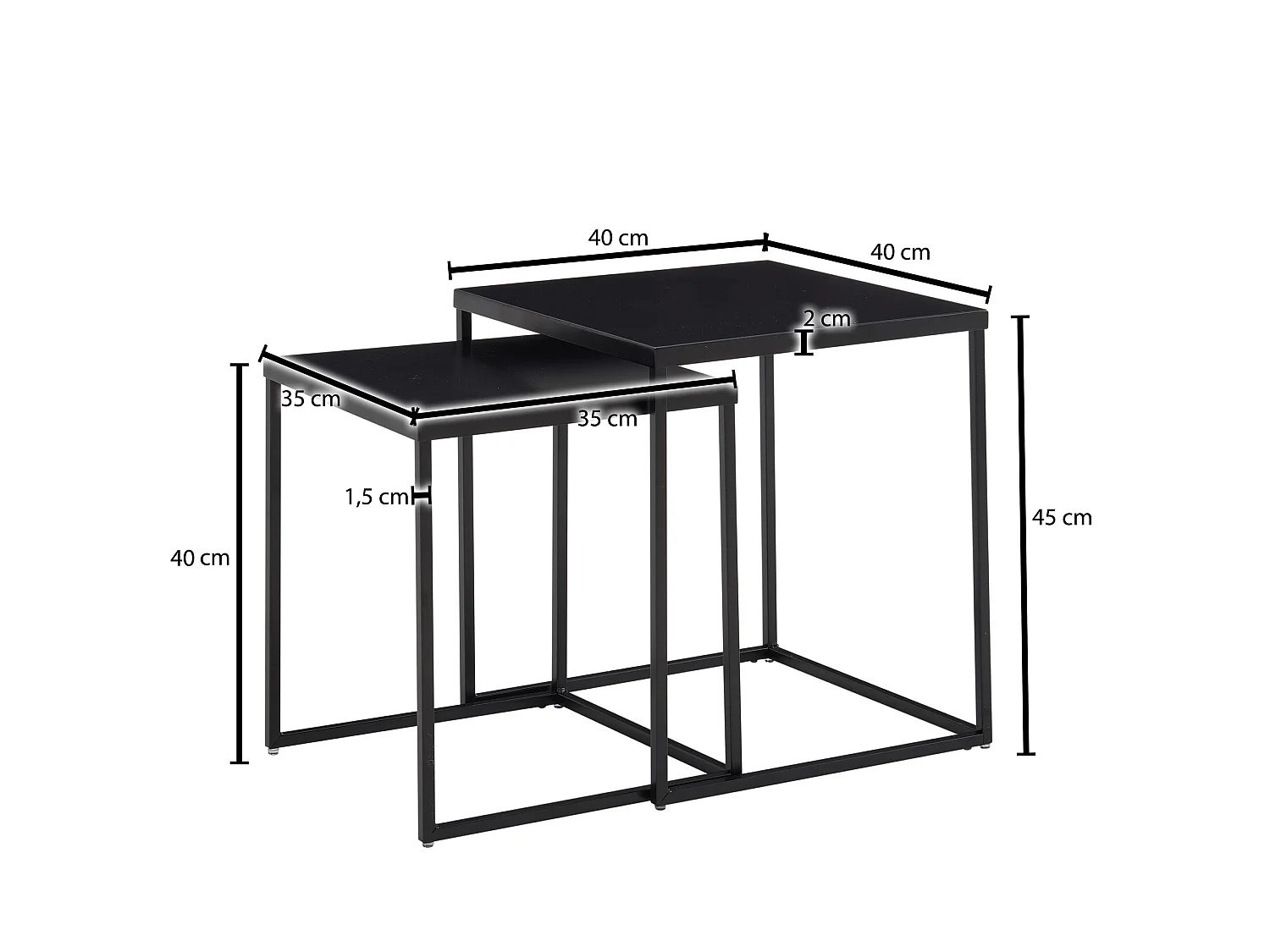 Beistelltisch  Satztisch Metall 2 teilig Couchtisch Tisch Set Schwarz