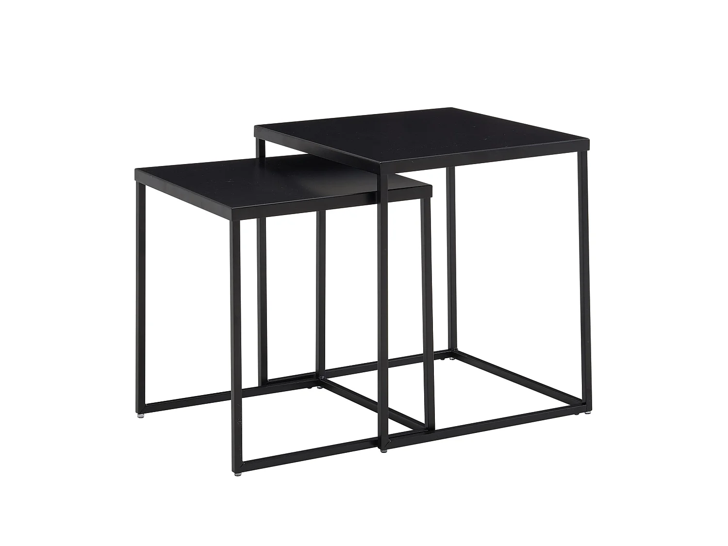 Tables Gigognes Métal Carré Noir Table d'appoint Basse Moderne Lot de 2