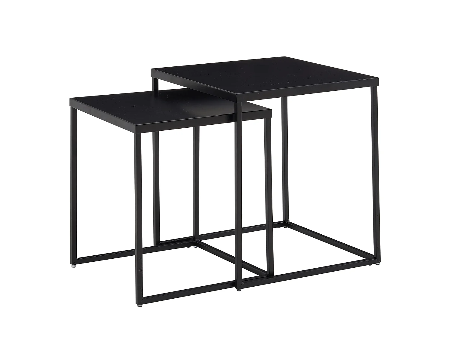 Tables Gigognes Métal Carré Noir Table d'appoint Basse Moderne Lot de 2