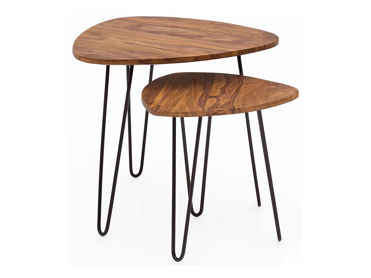 Tables gigogne Bois Massif Table d'appoint Lot de 2 Table Basse Ensemble