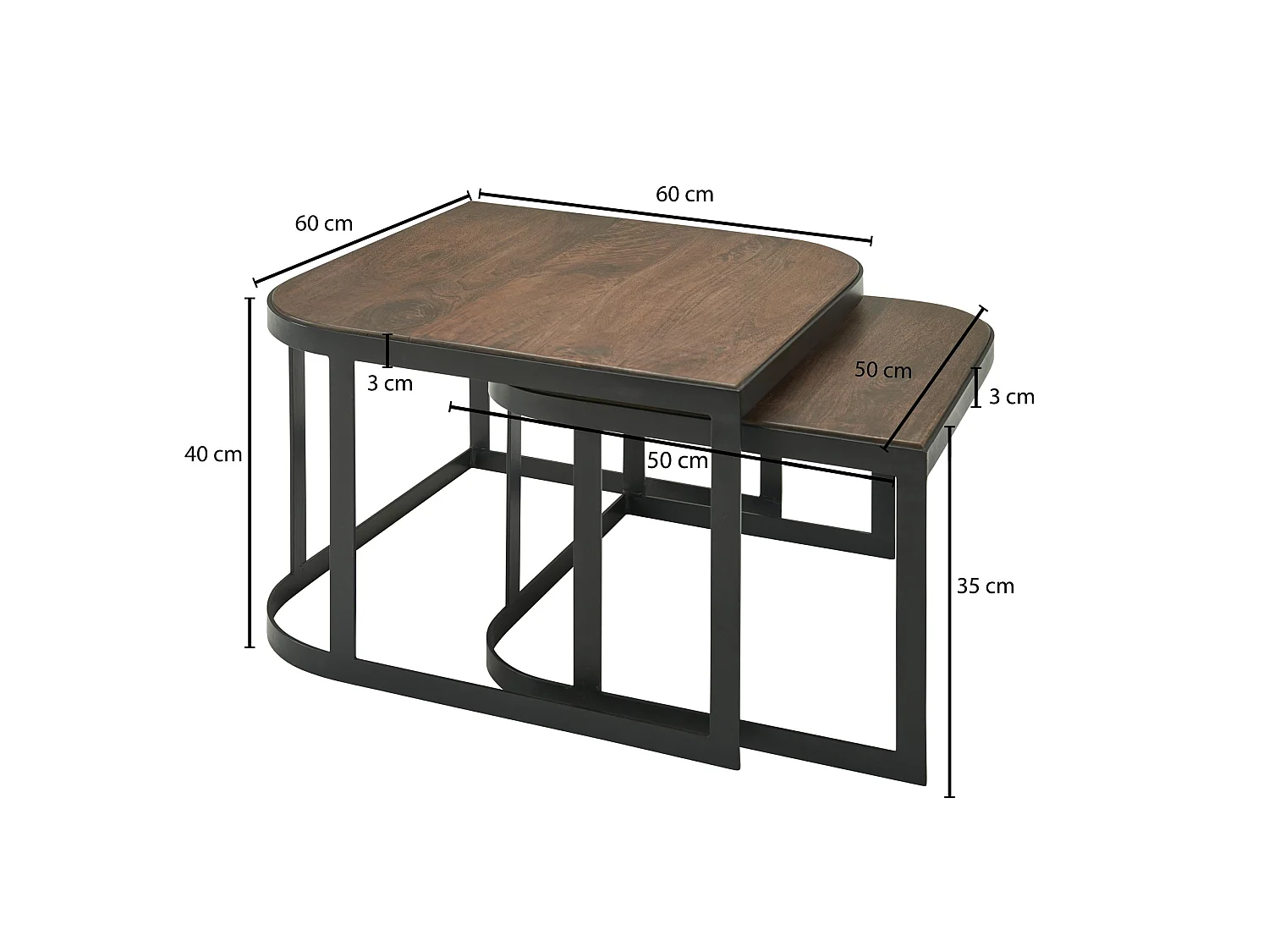 Couchtisch Massivholz Wohnzimmertisch 2er Set Beistelltisch Satztisch