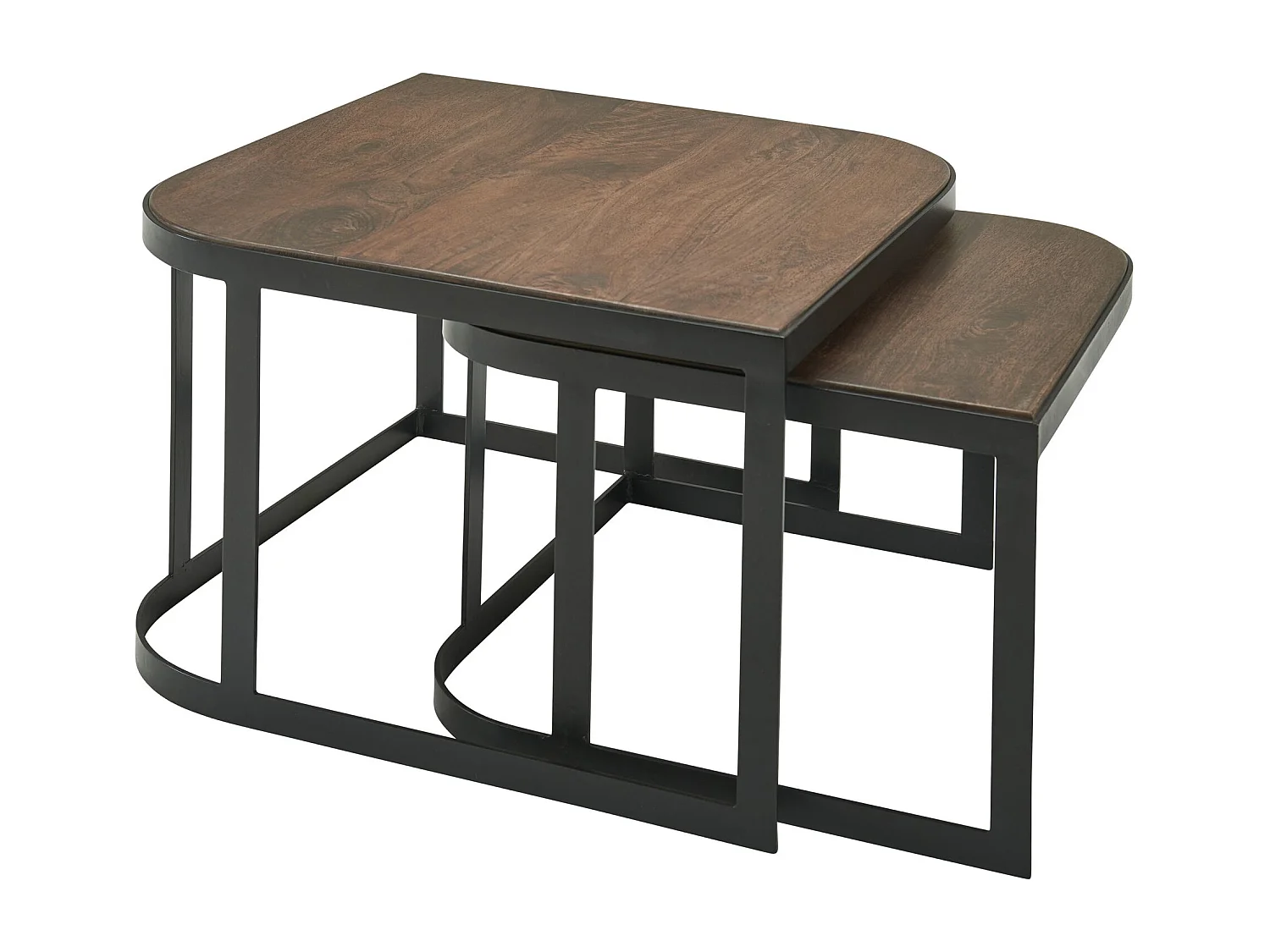 Table Basse de Salon Lot de 2 Table de Canapé Bois Metal Industriel