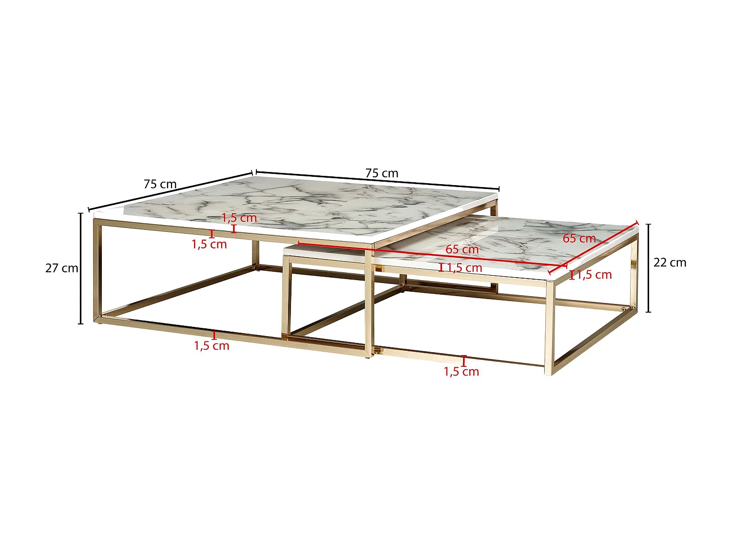 Table Basse Moderne à Cadre en Métal