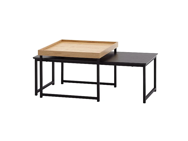 Set de 2 table gigogne bois métal table design moderne