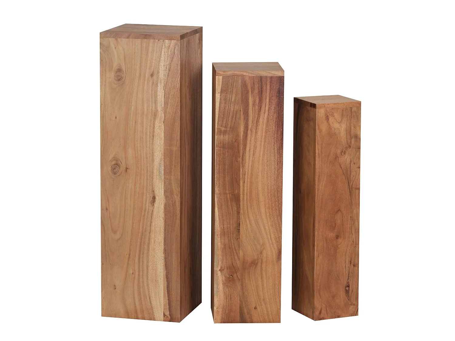 Satztisch  Massivholz Blumentisch 3er Set Säulentisch Dekosäule Eckig