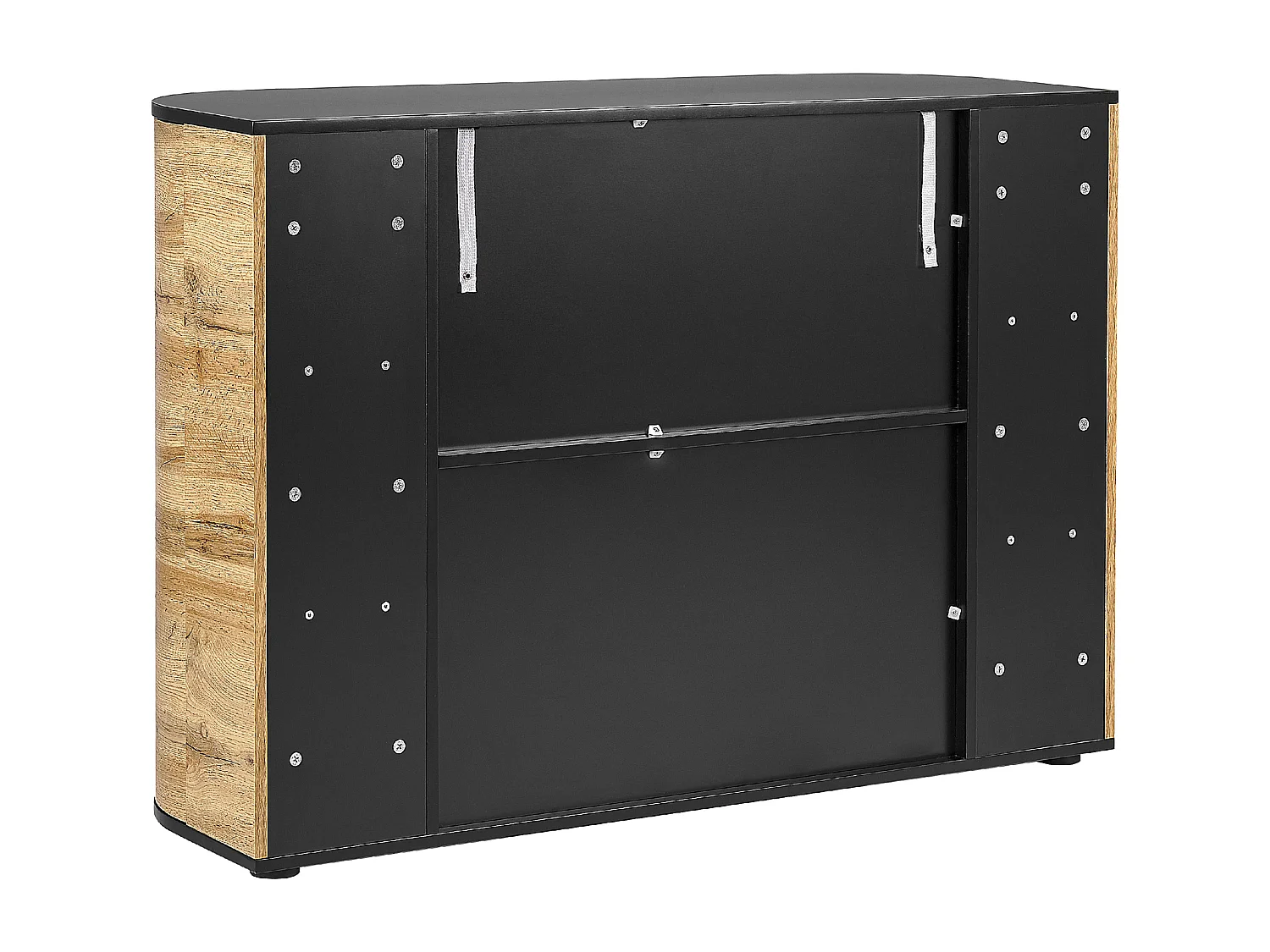Sideboard heller Holzfarbton / schwarz 120x40x83 cm 4 Türen 1 Schublade Jerome